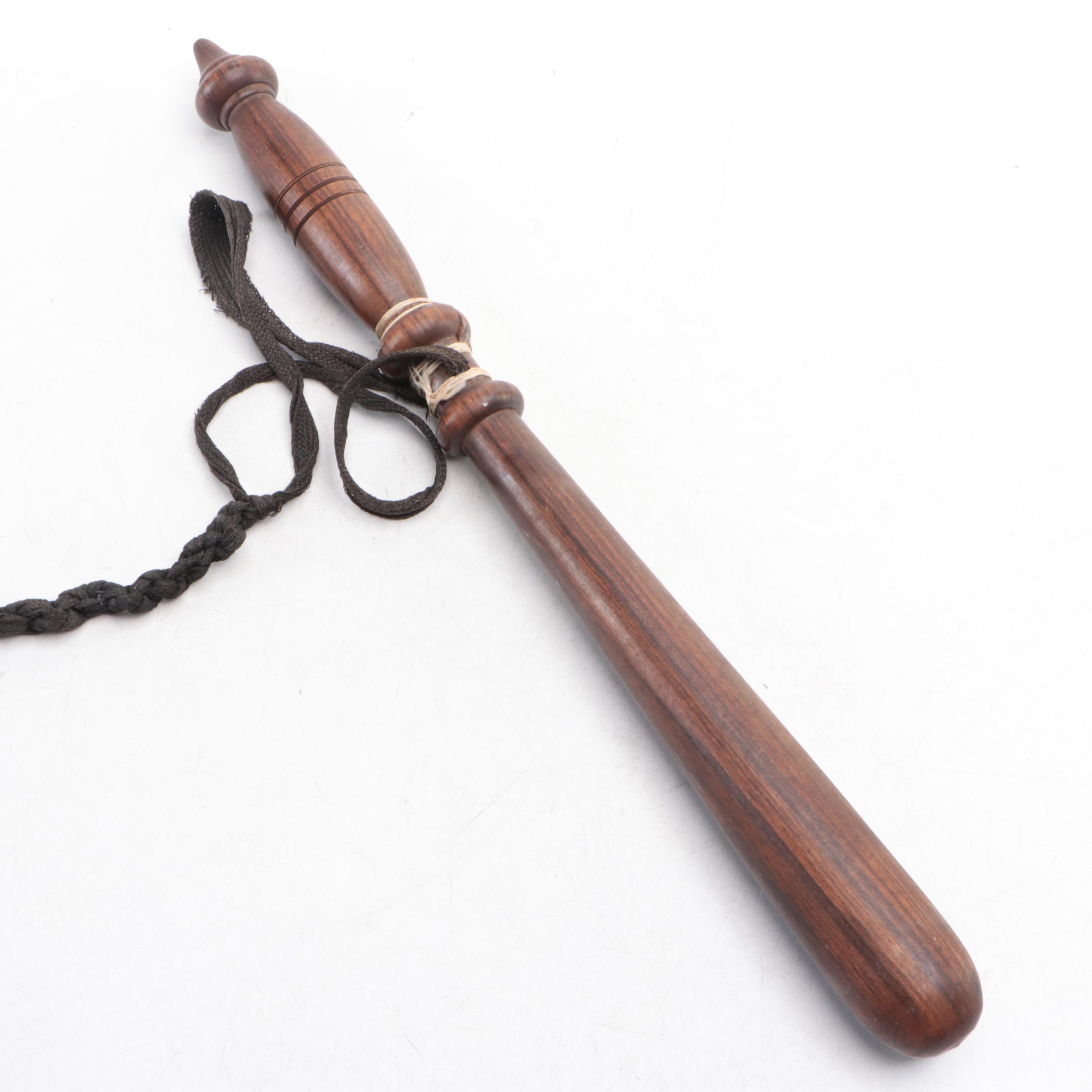 Carved Wooden Baton and Nightstick, Early 20th Century