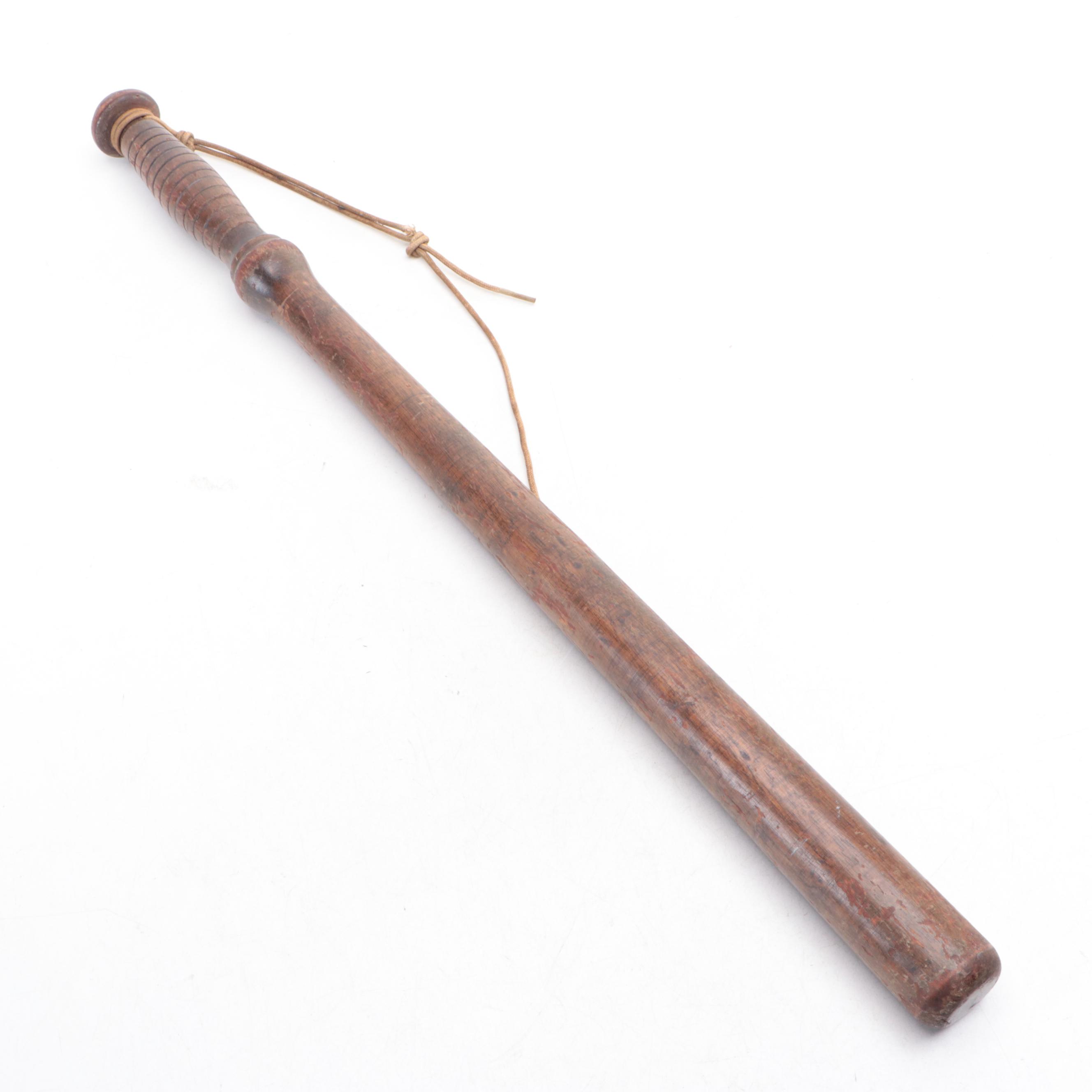 Carved Wooden Baton and Nightstick, Early 20th Century