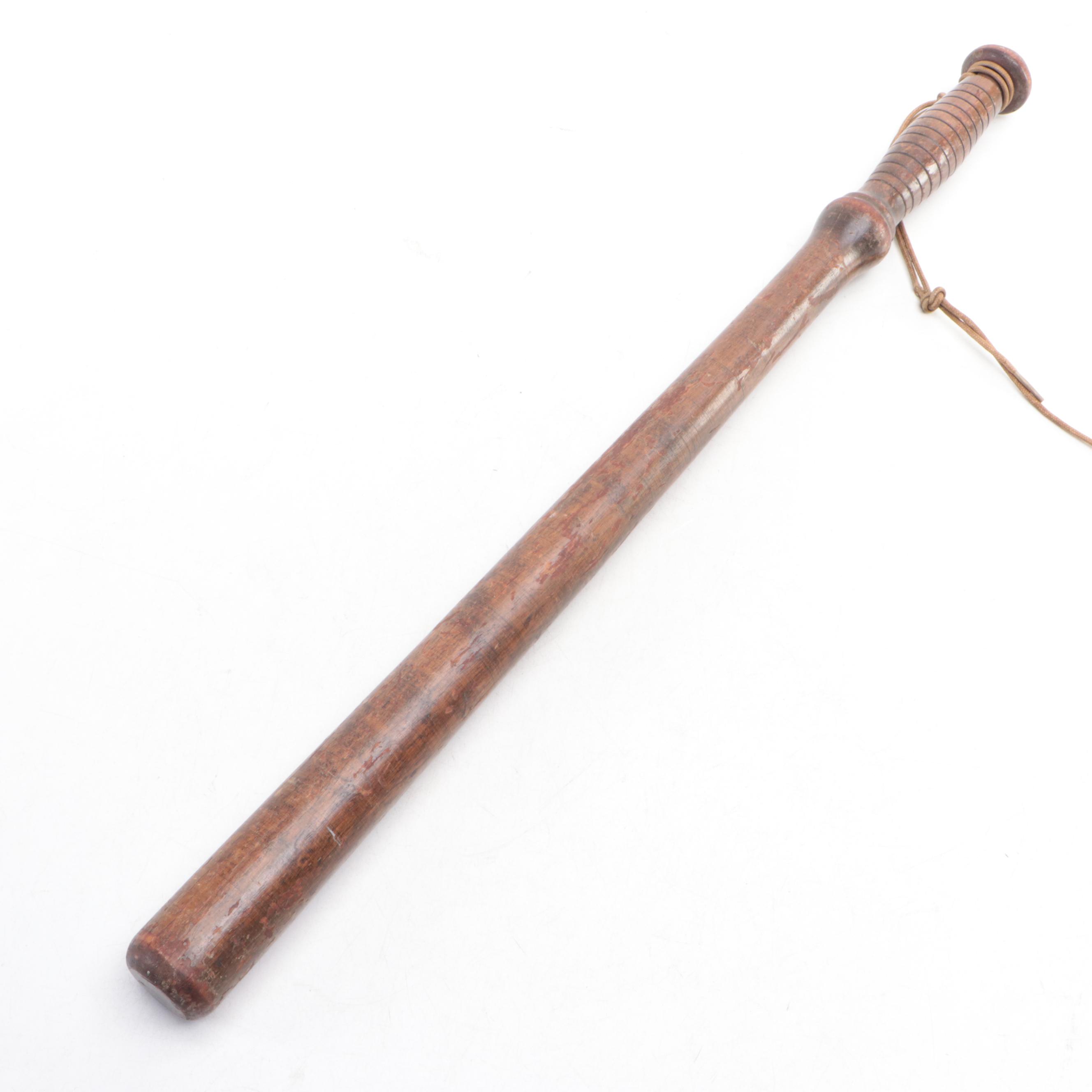 Carved Wooden Baton and Nightstick, Early 20th Century