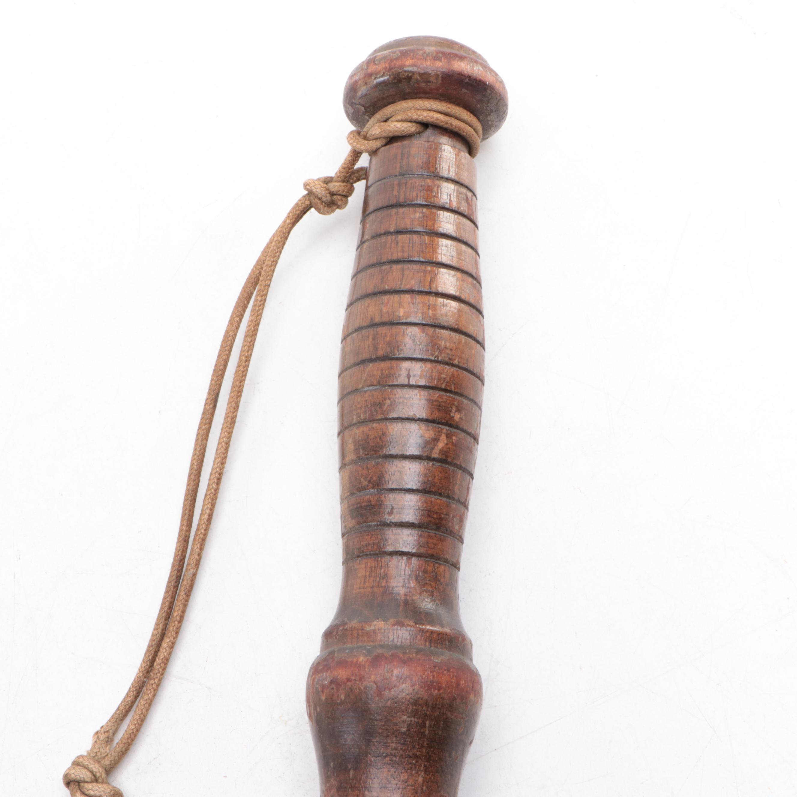 Carved Wooden Baton and Nightstick, Early 20th Century