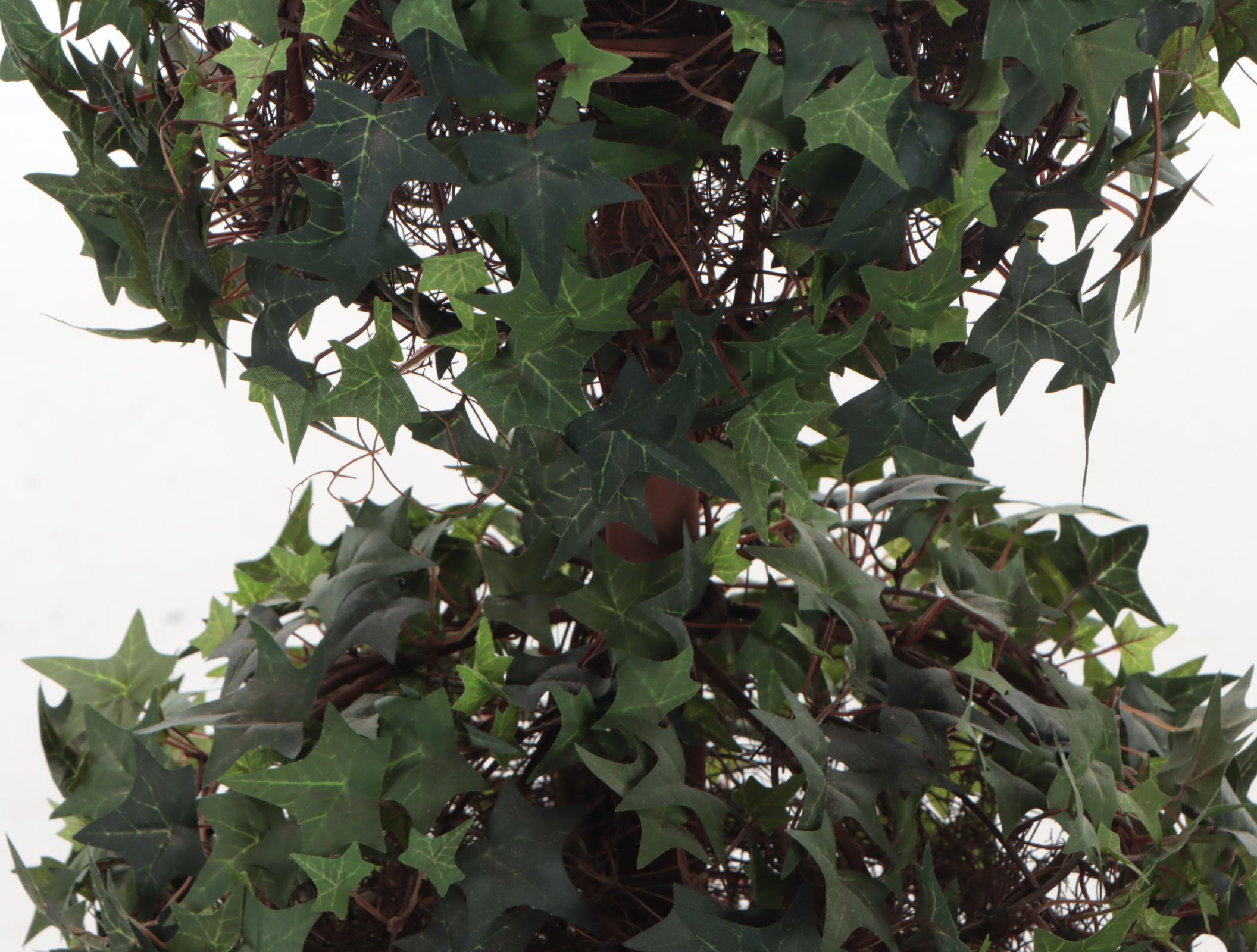Faux Ivy Topiaries with Wood Planters
