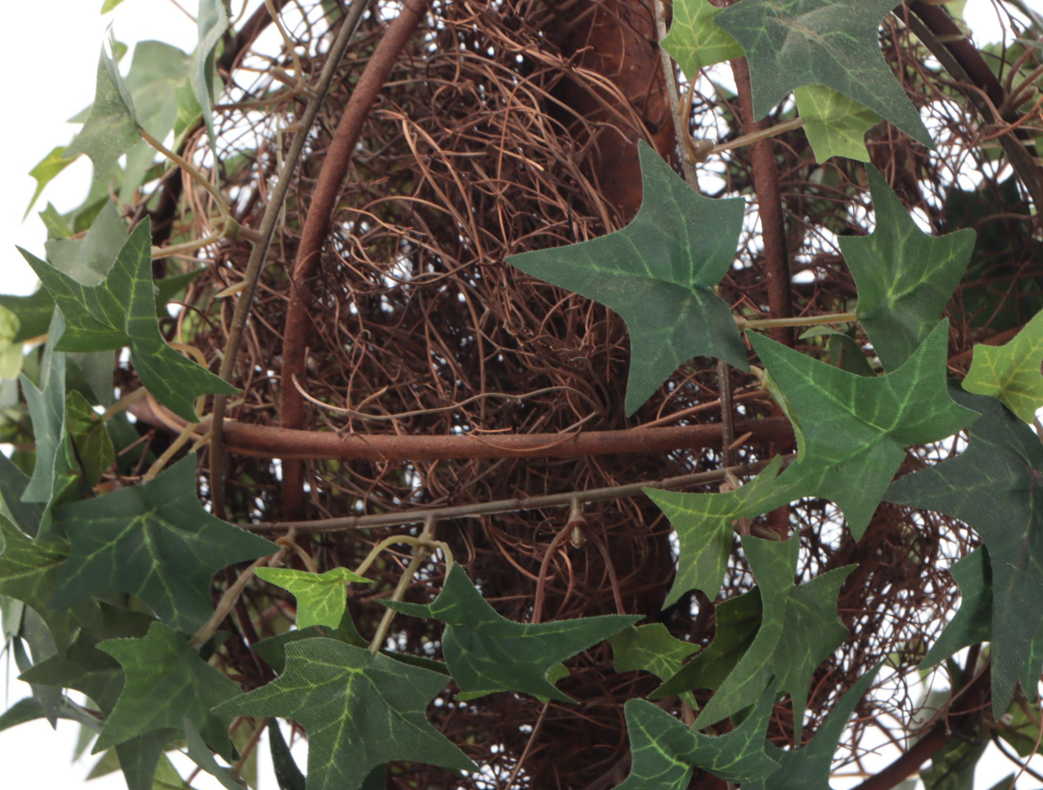 Faux Ivy Topiaries with Wood Planters