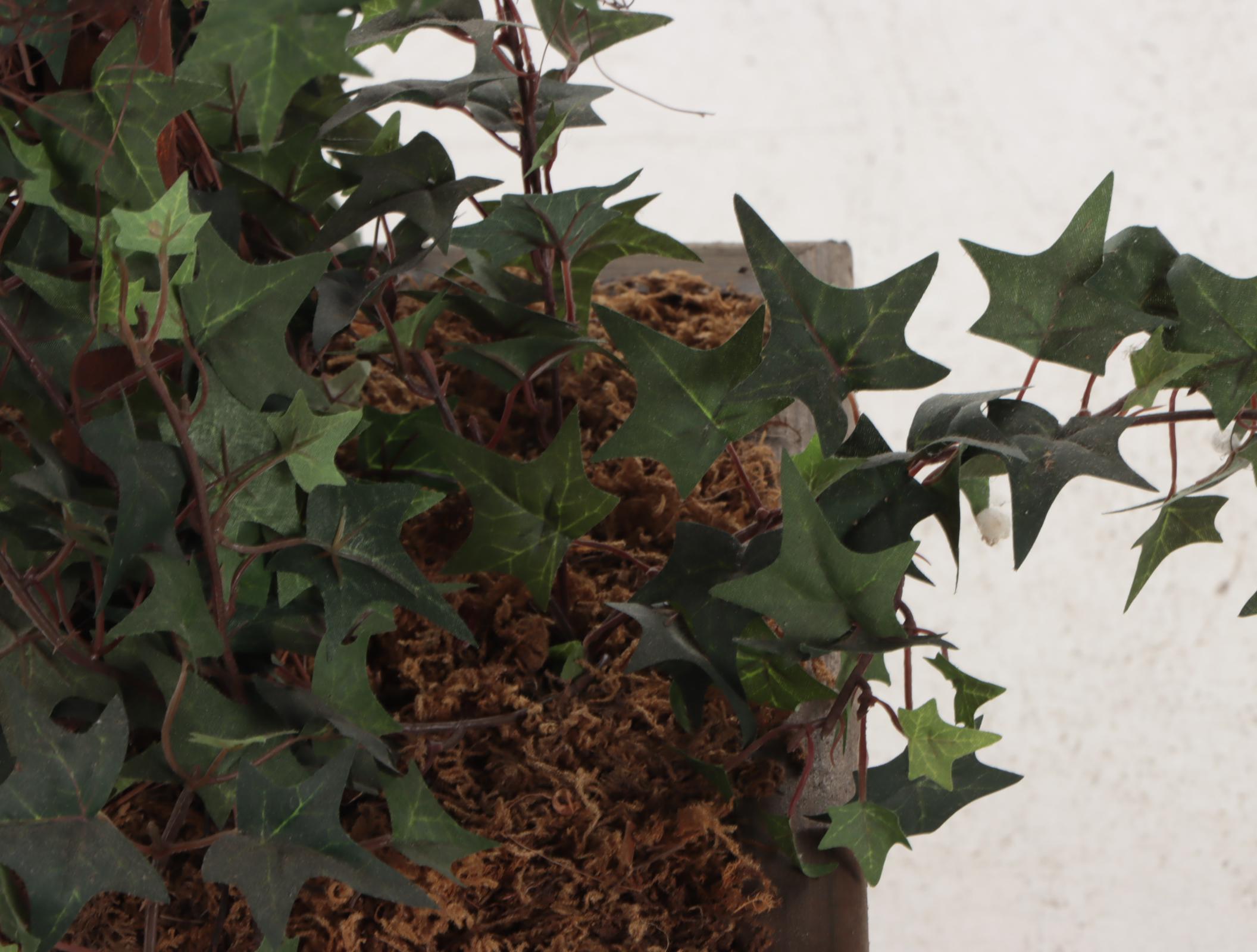 Faux Ivy Topiaries with Wood Planters