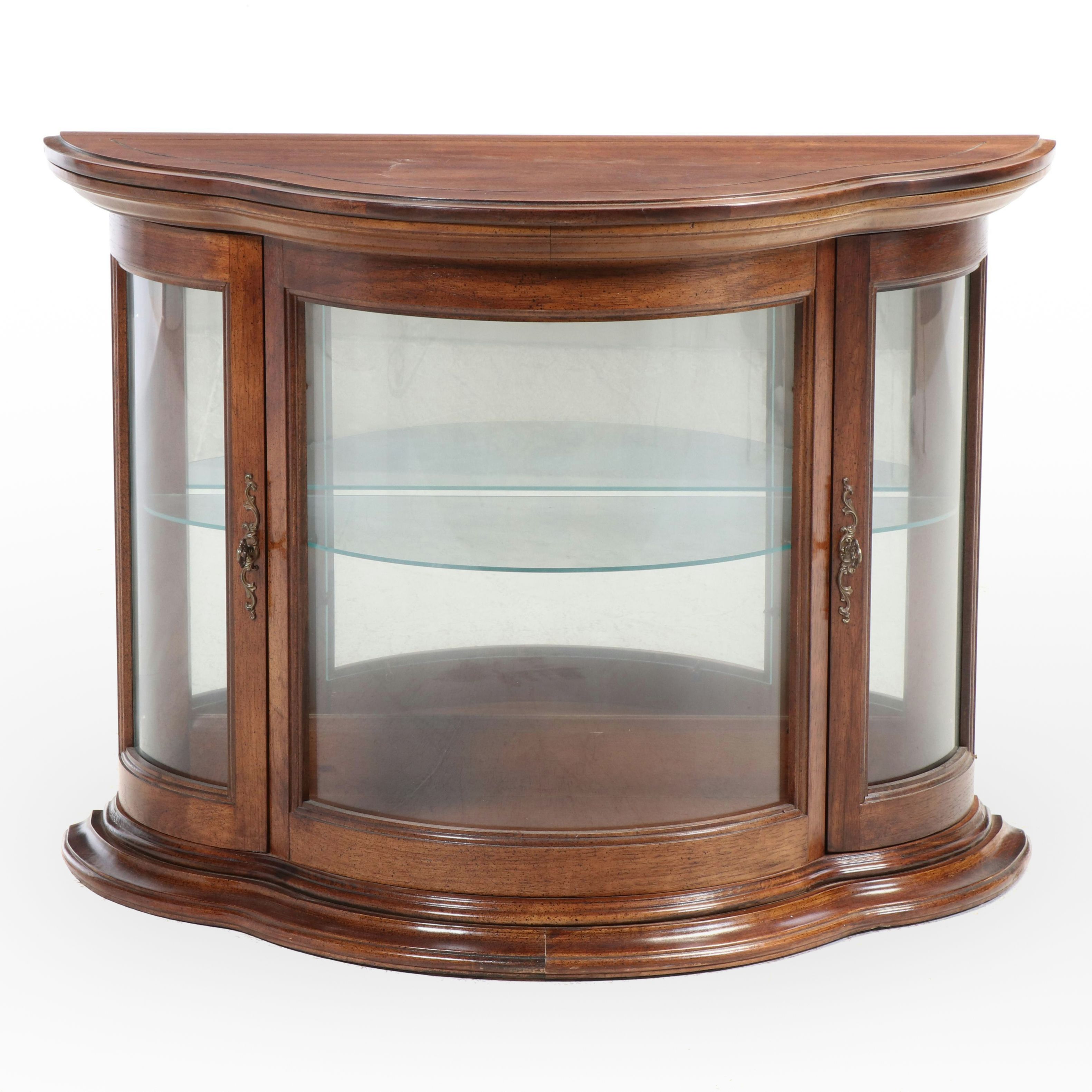 French Provincial Style Oak Demilune Display Cabinet, Late 20th Century