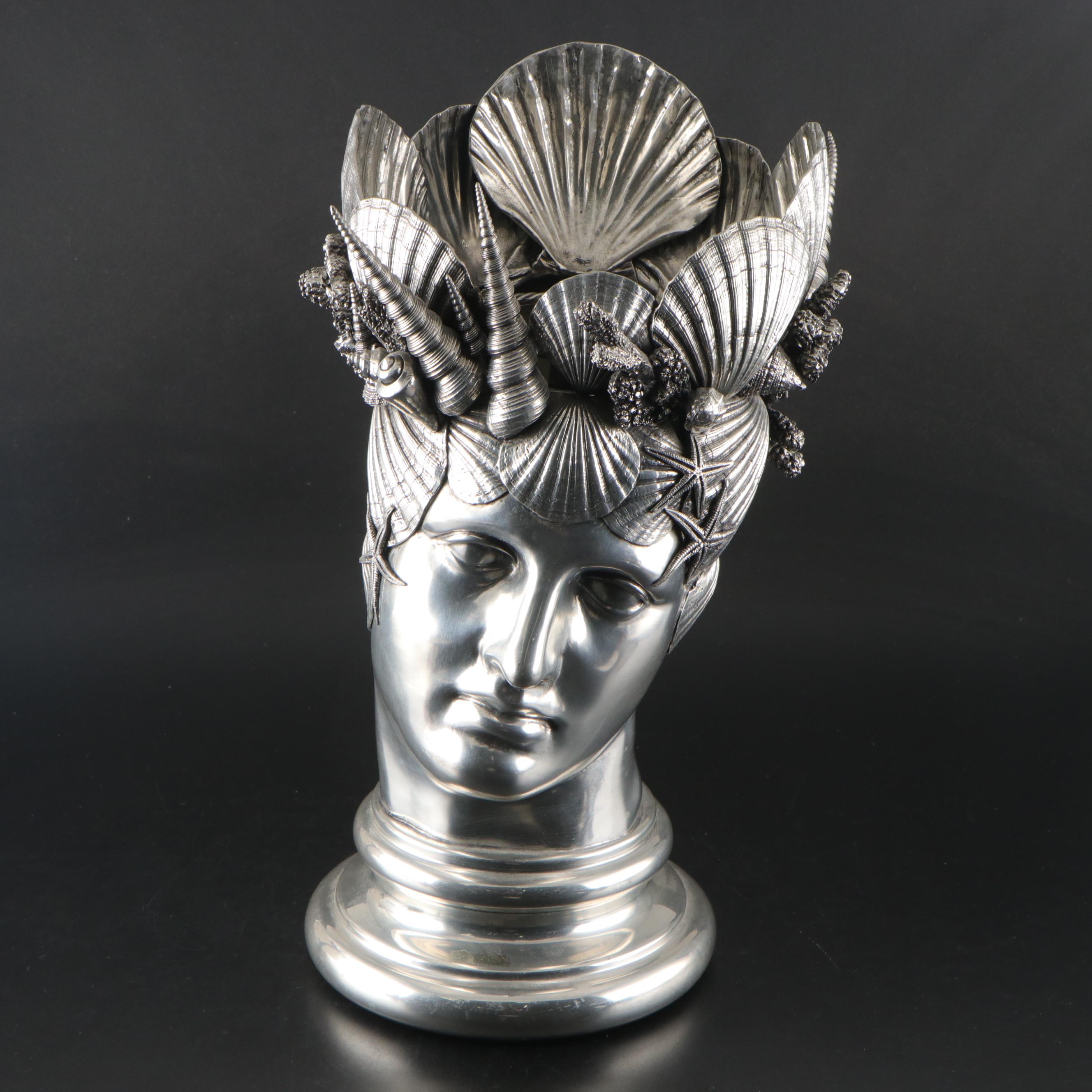 Figuro Piero Italian Silver Plate and Pewter "Neptune" Champagne Cooler