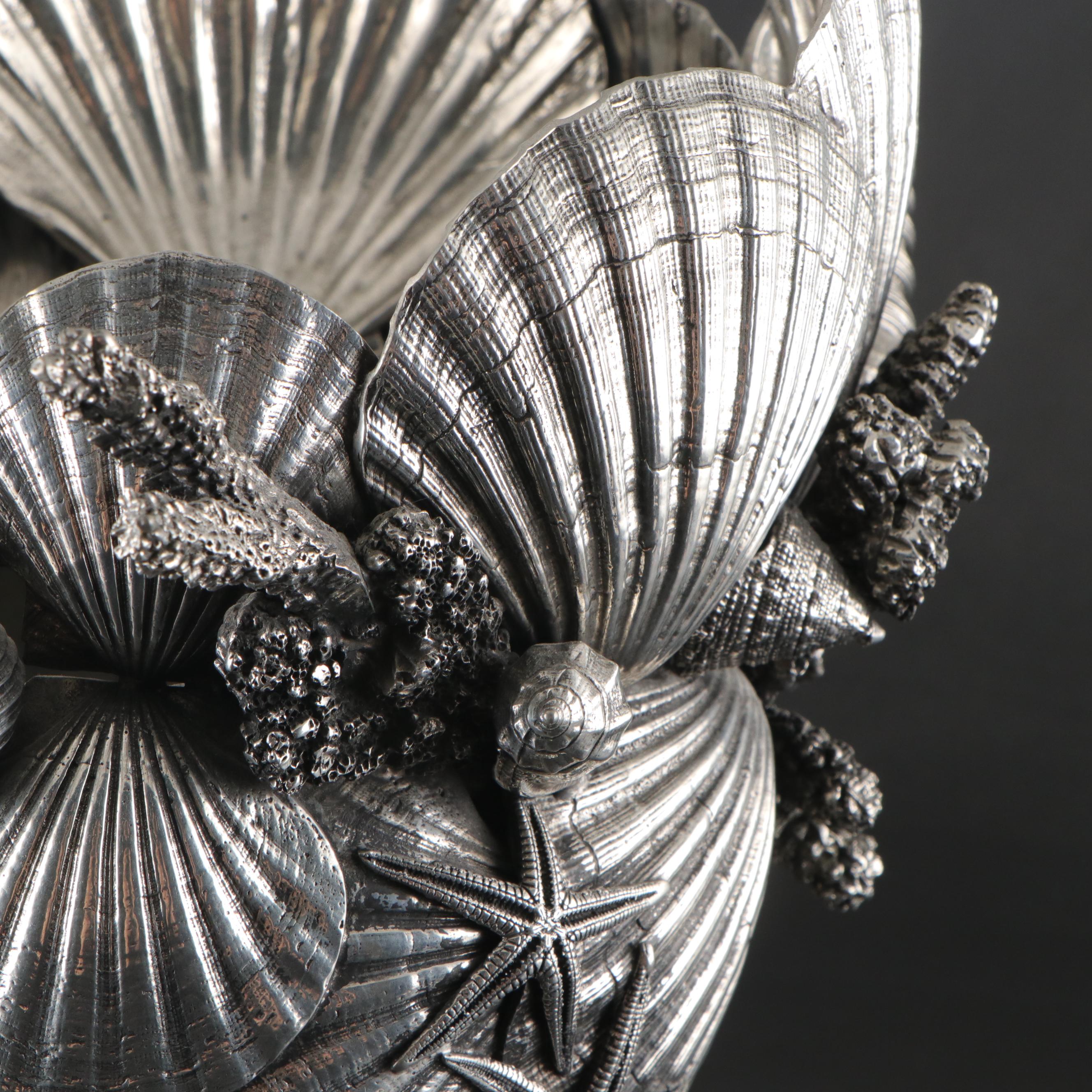 Figuro Piero Italian Silver Plate and Pewter "Neptune" Champagne Cooler