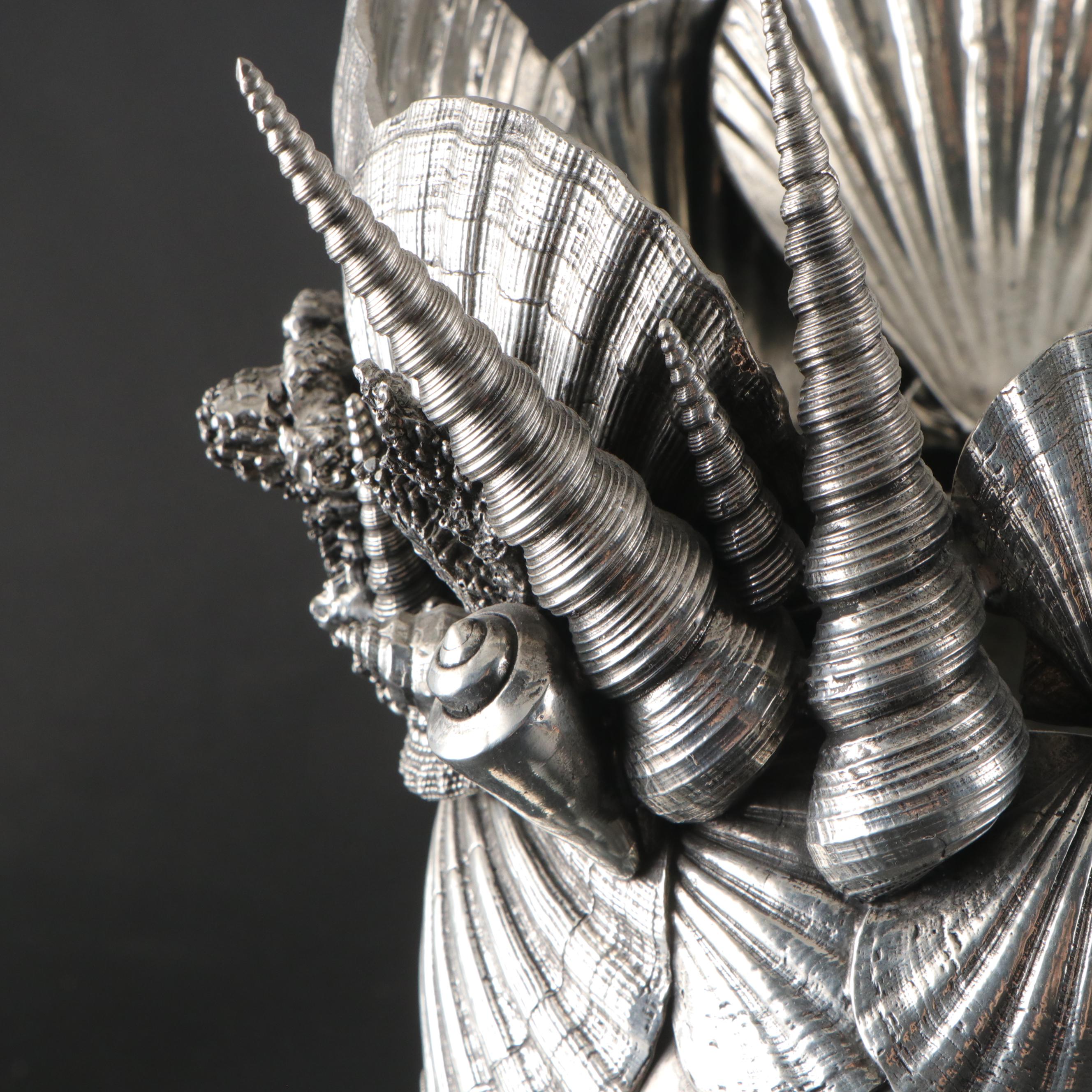 Figuro Piero Italian Silver Plate and Pewter "Neptune" Champagne Cooler