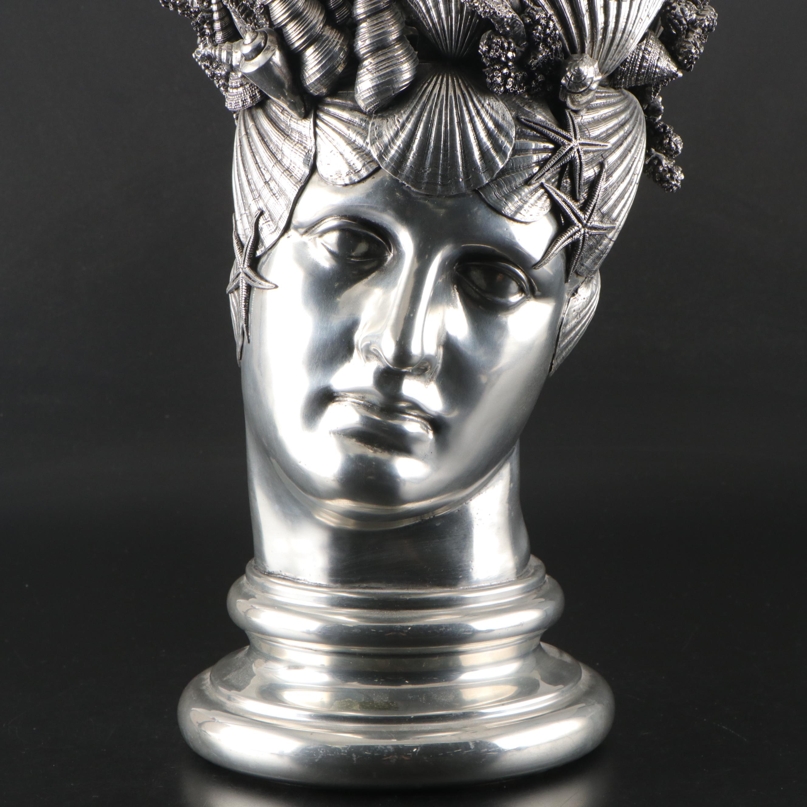 Figuro Piero Italian Silver Plate and Pewter "Neptune" Champagne Cooler