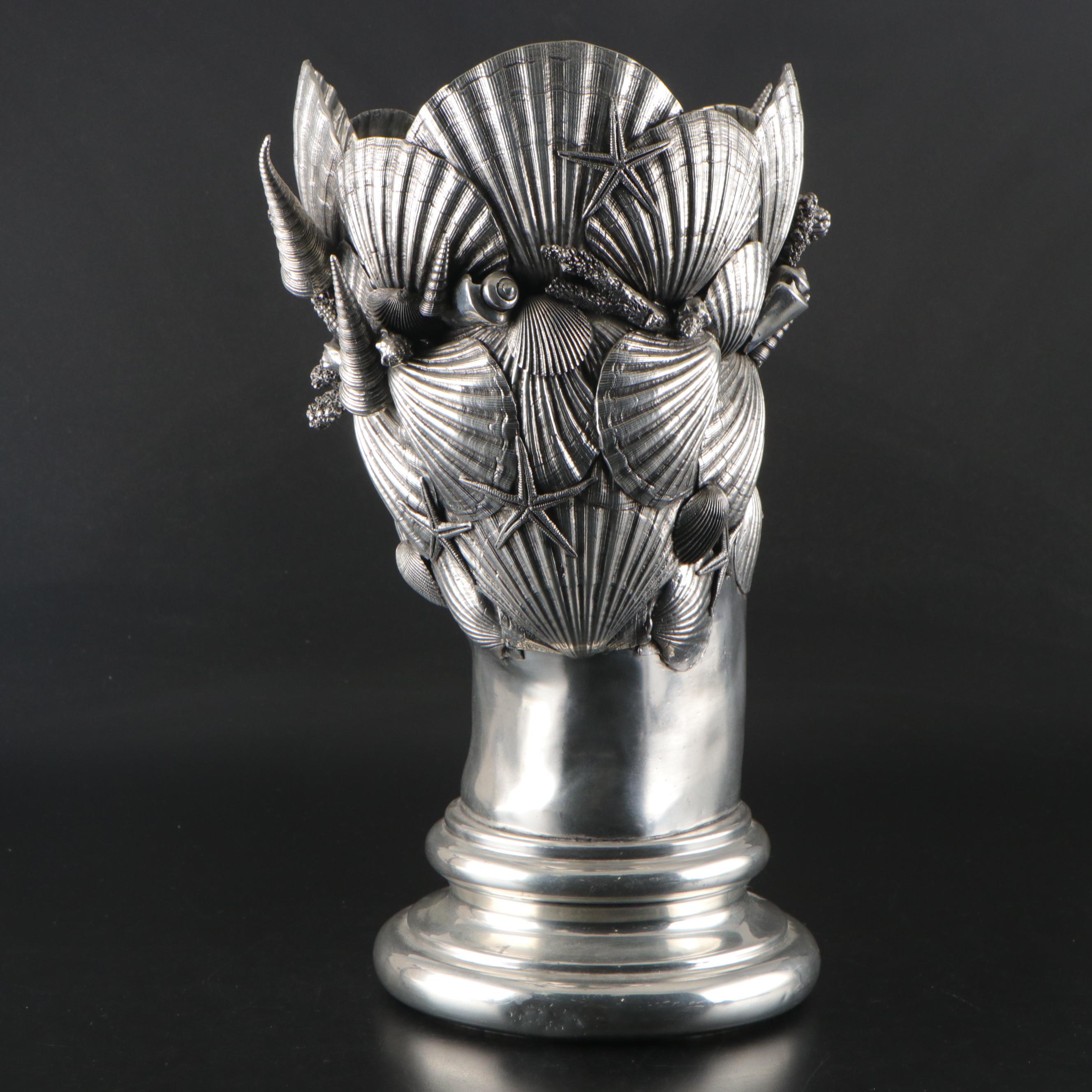 Figuro Piero Italian Silver Plate and Pewter "Neptune" Champagne Cooler