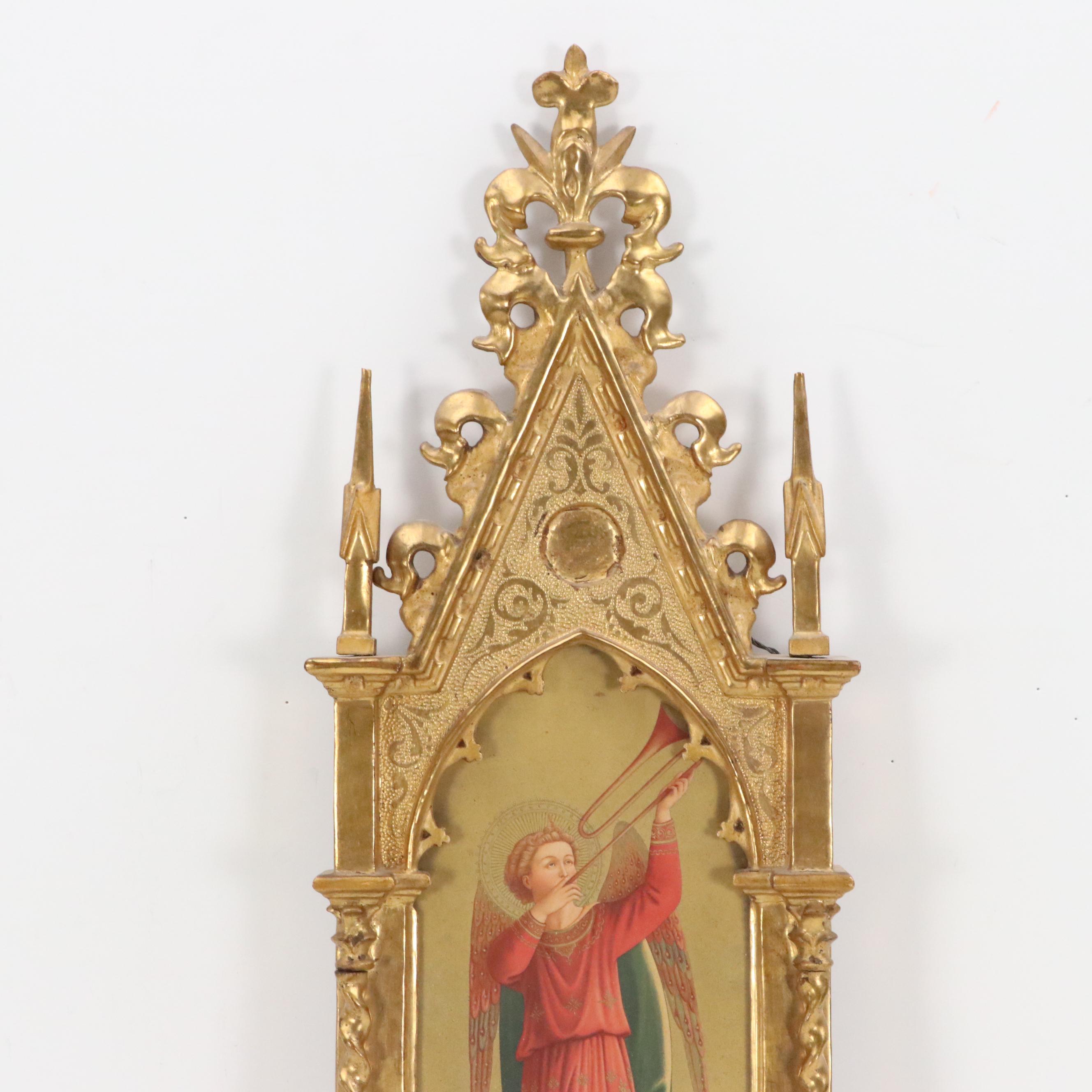 Neo-Gothic Wood Engraving of Angel "Gloria in Excelsis!"