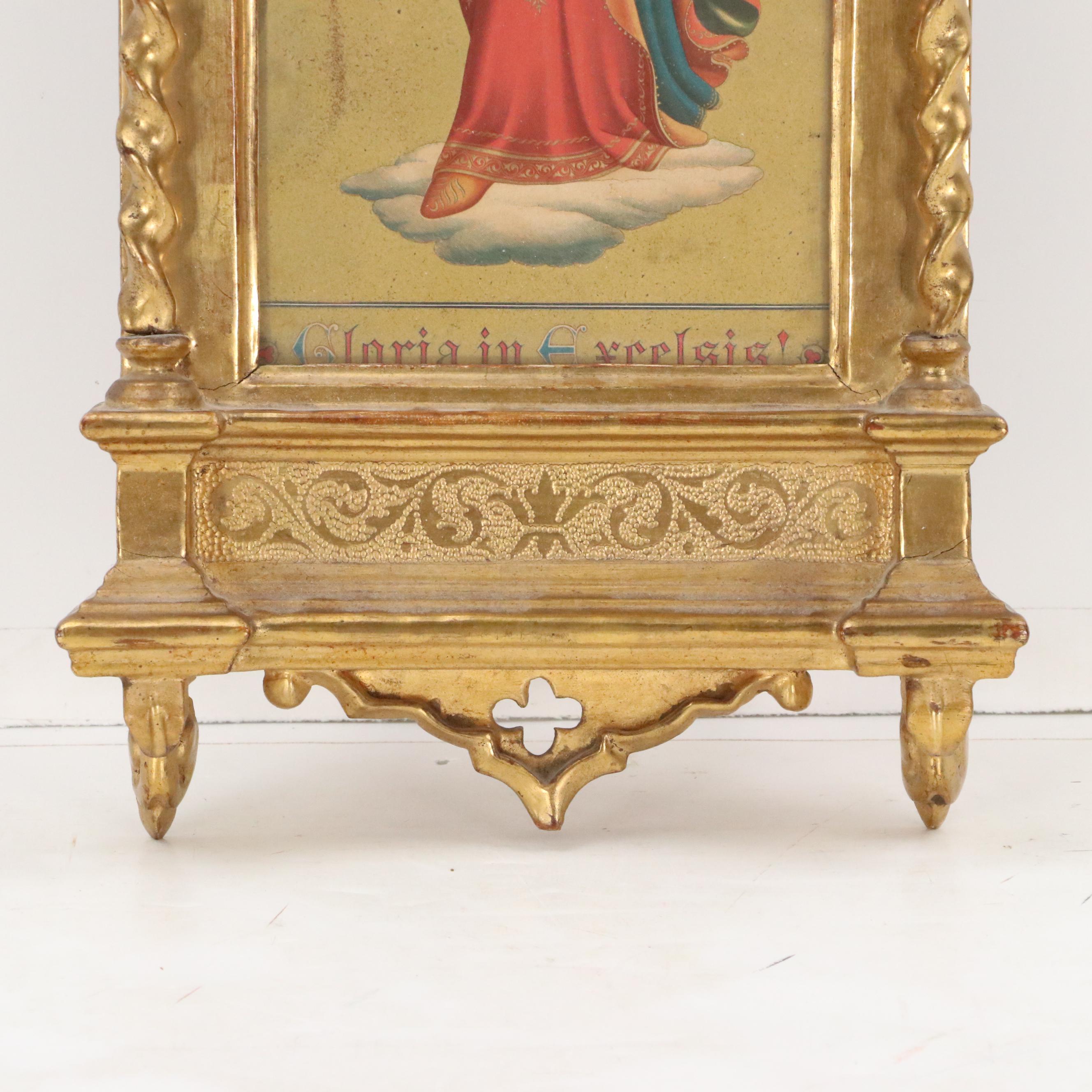 Neo-Gothic Wood Engraving of Angel "Gloria in Excelsis!"