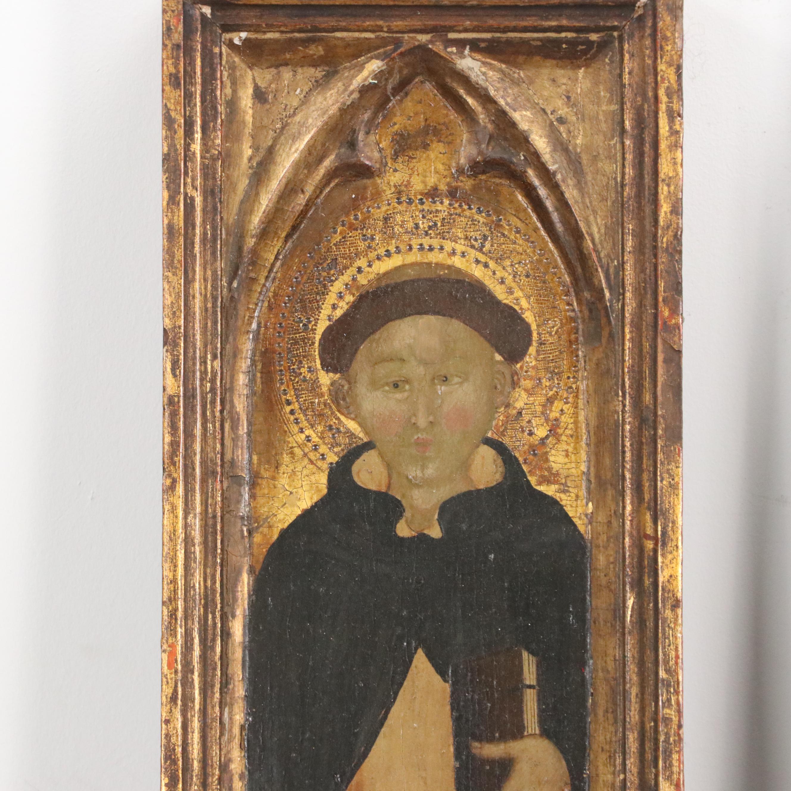 Italian Gothic Pilastrinos in Gilt Tempera Depicting Saints
