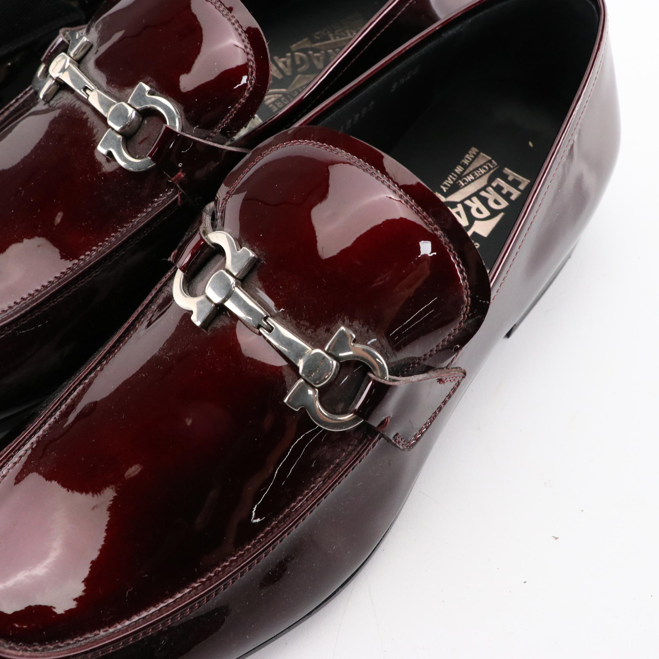 Men's Salvatore Ferragamo Patent Leather Gancini Loafers and Formal Dress Shoes
