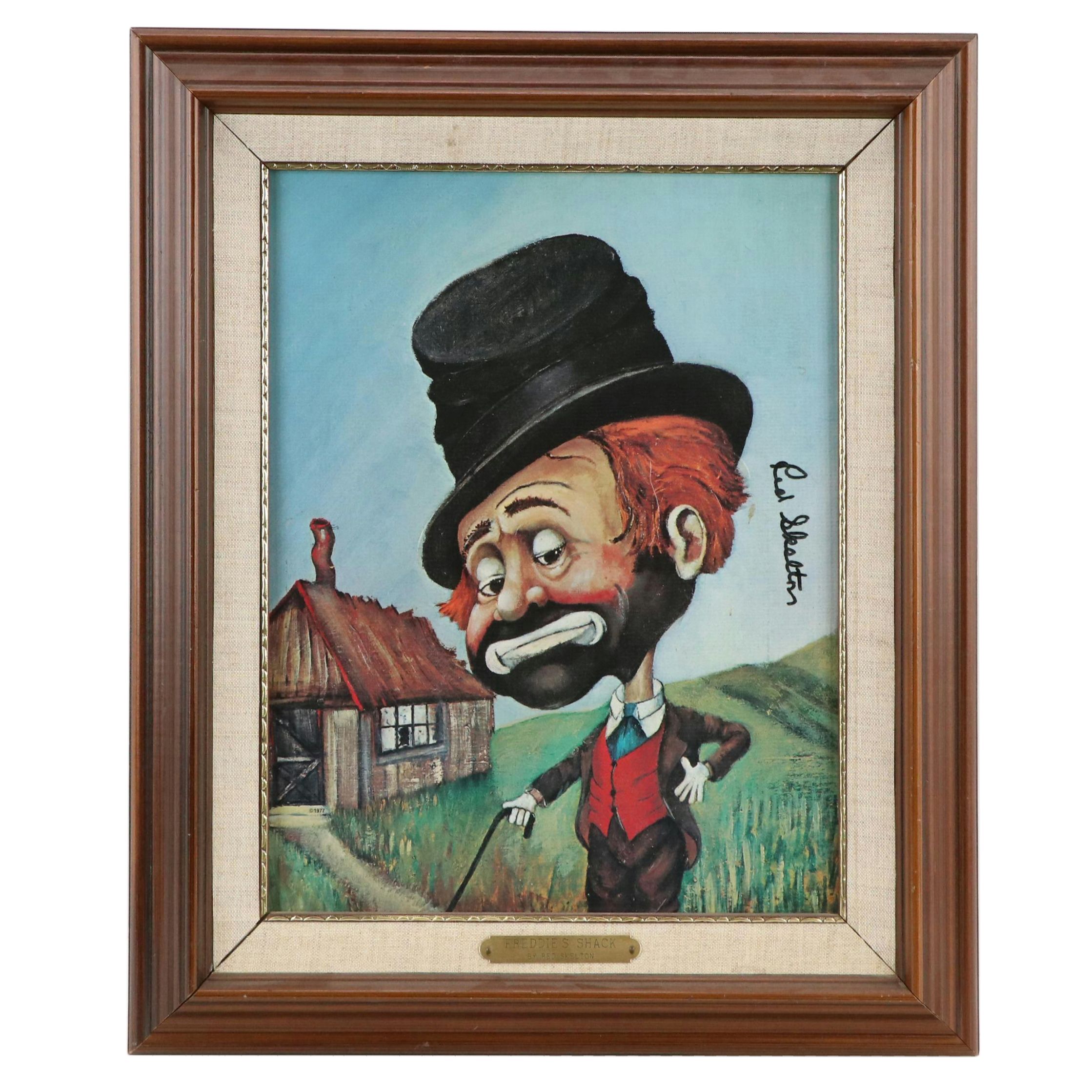Red Skelton Offset Lithograph of Clown Hobo "Freddie's Shack"