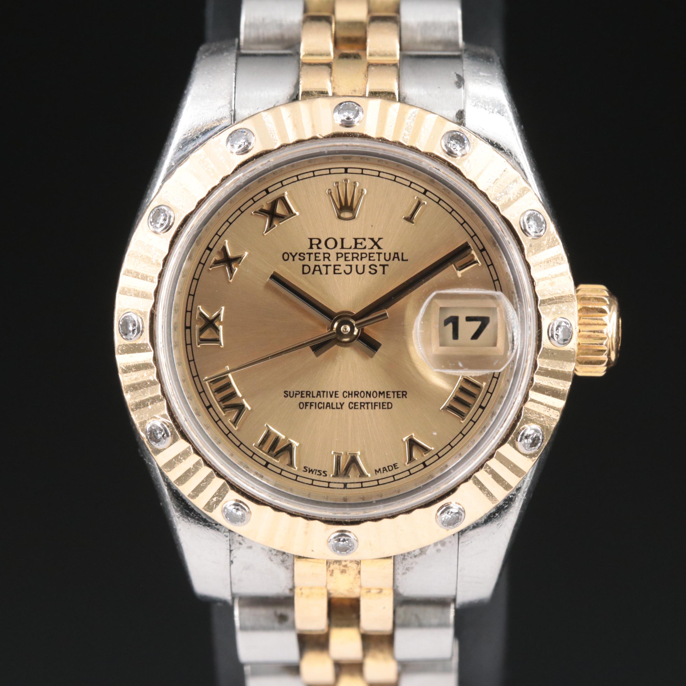 2005 Rolex Datejust Factory Fluted Diamond Bezel Watch