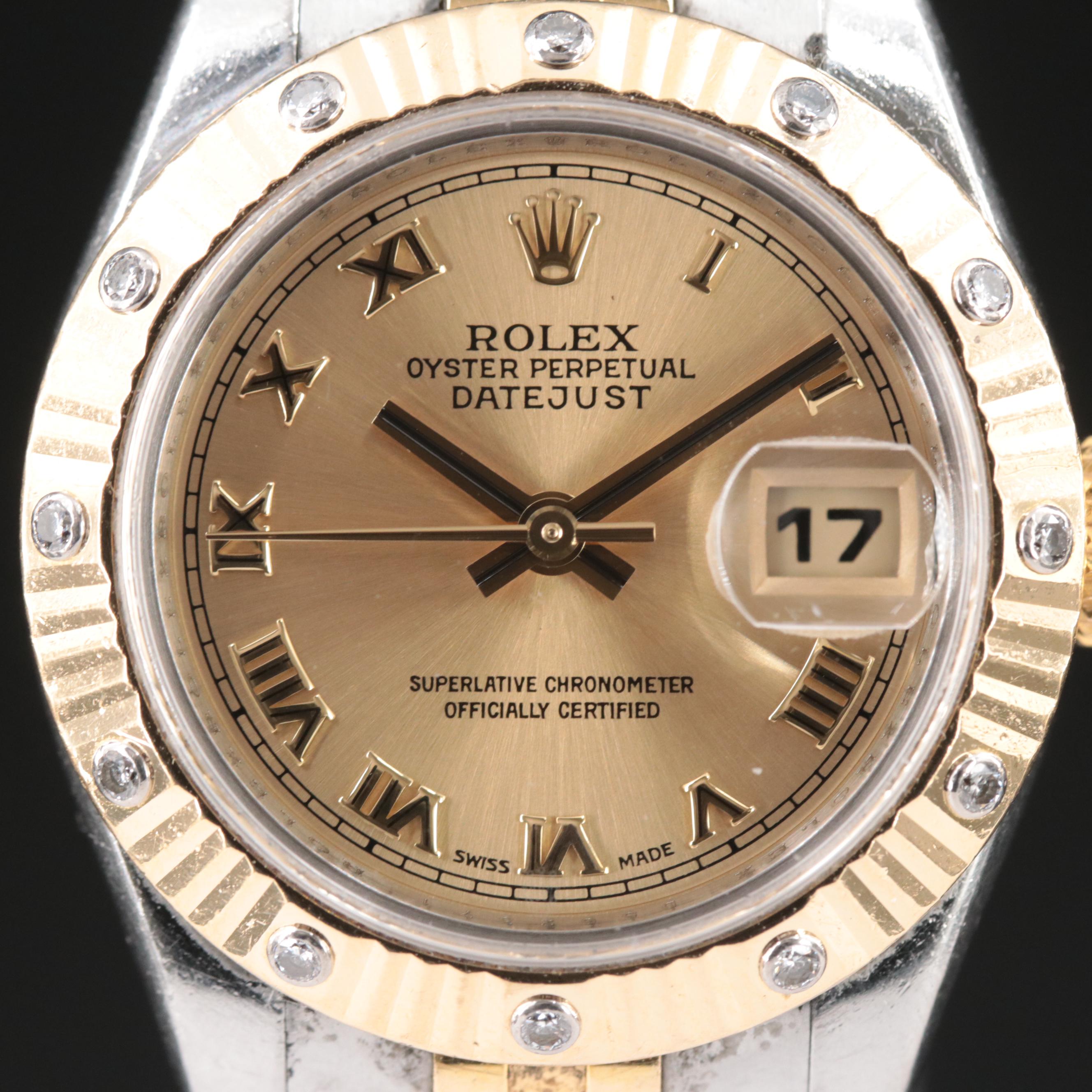 2005 Rolex Datejust Factory Fluted Diamond Bezel Watch
