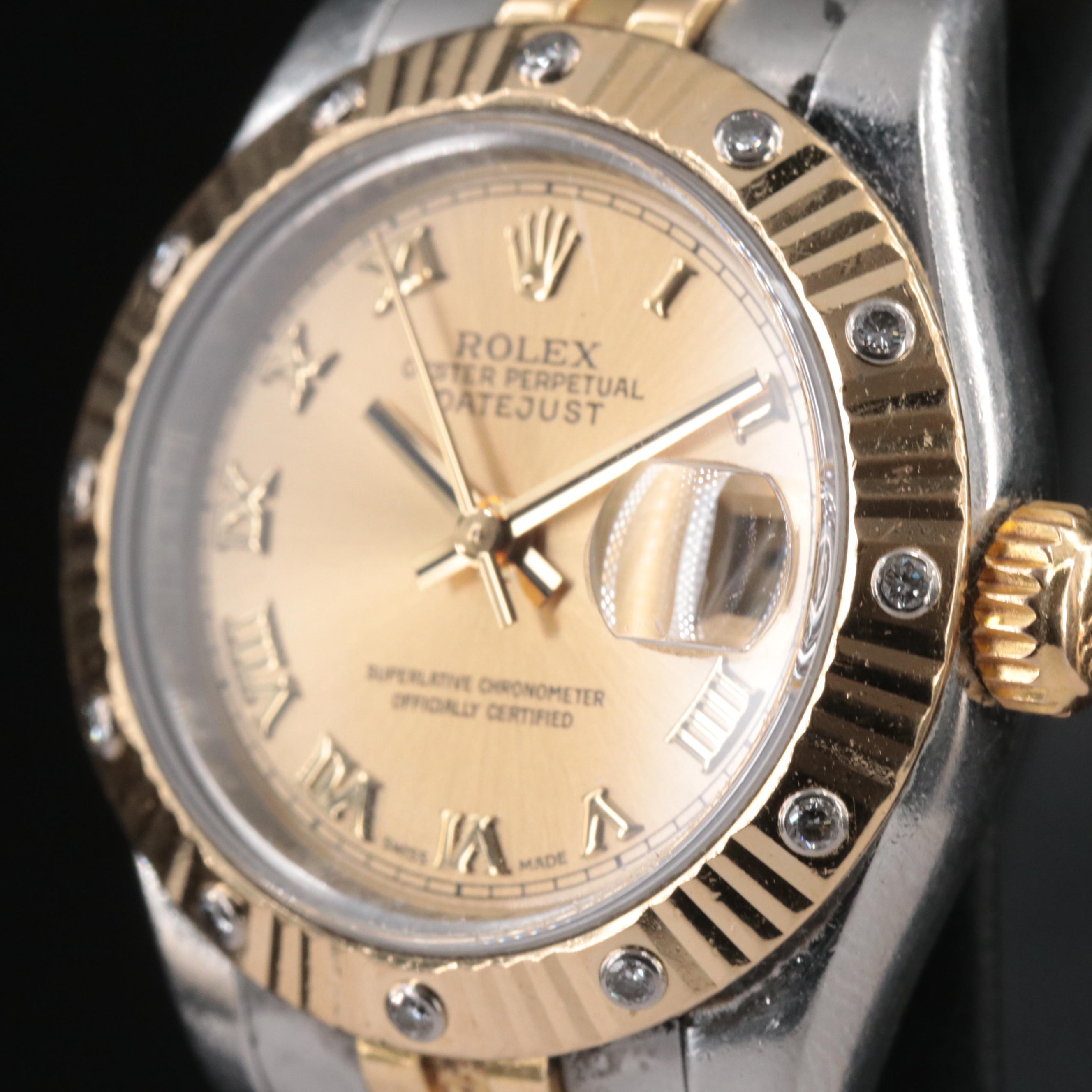 2005 Rolex Datejust Factory Fluted Diamond Bezel Watch