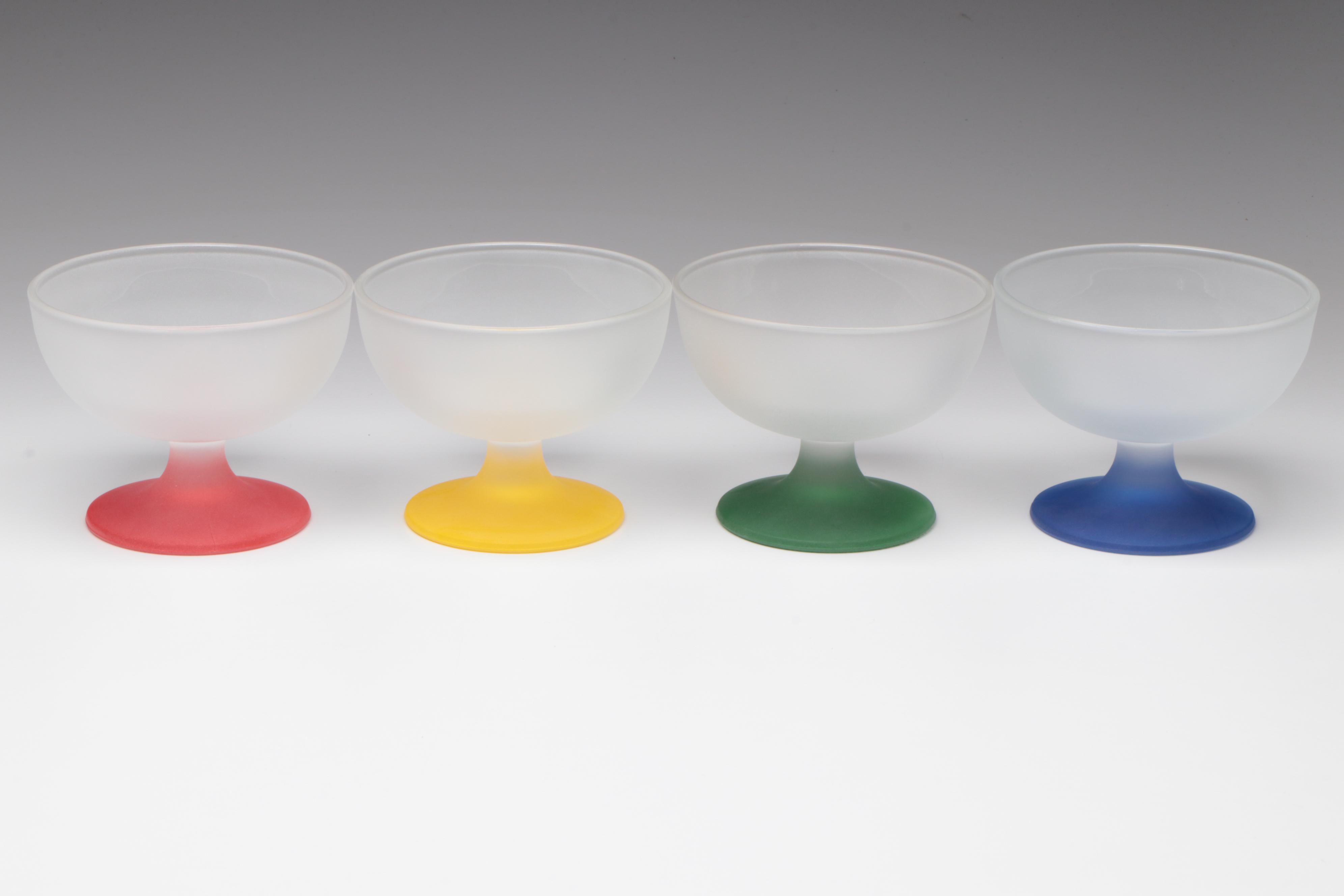 Frosted Glass Dessert Bowls with Other Tableware and Décor