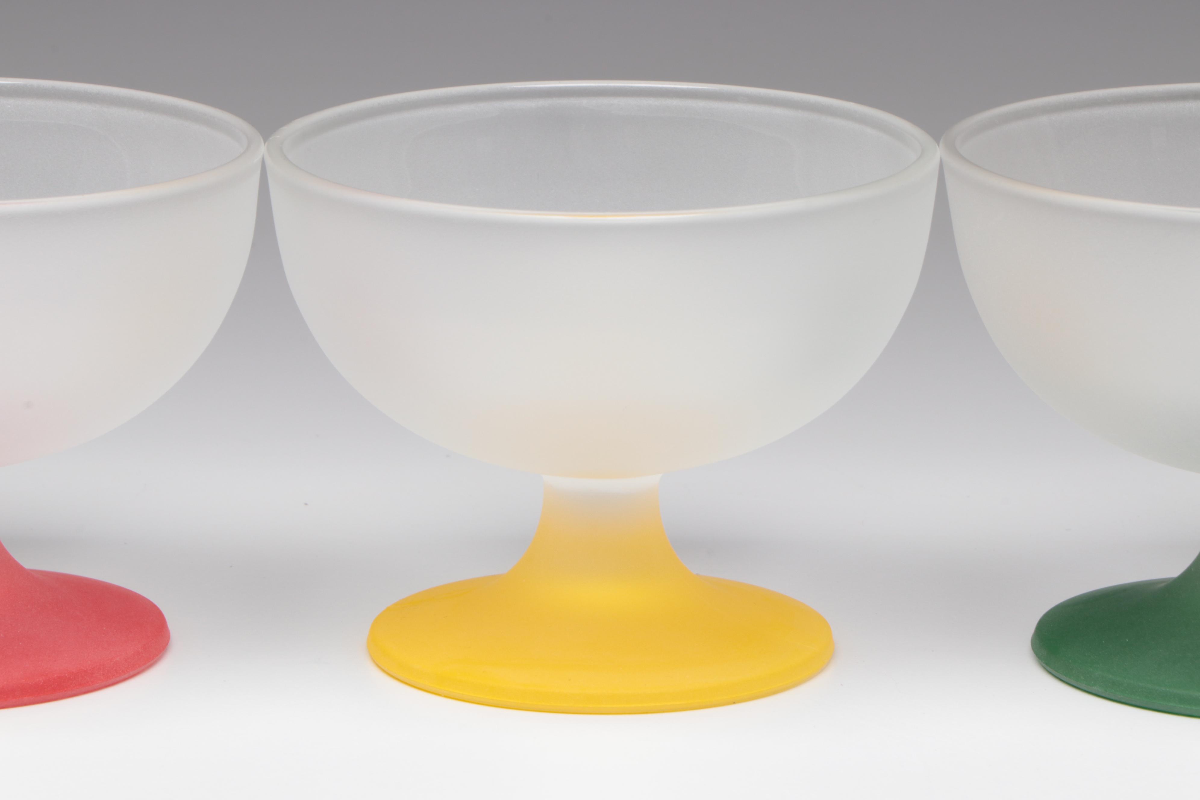 Frosted Glass Dessert Bowls with Other Tableware and Décor
