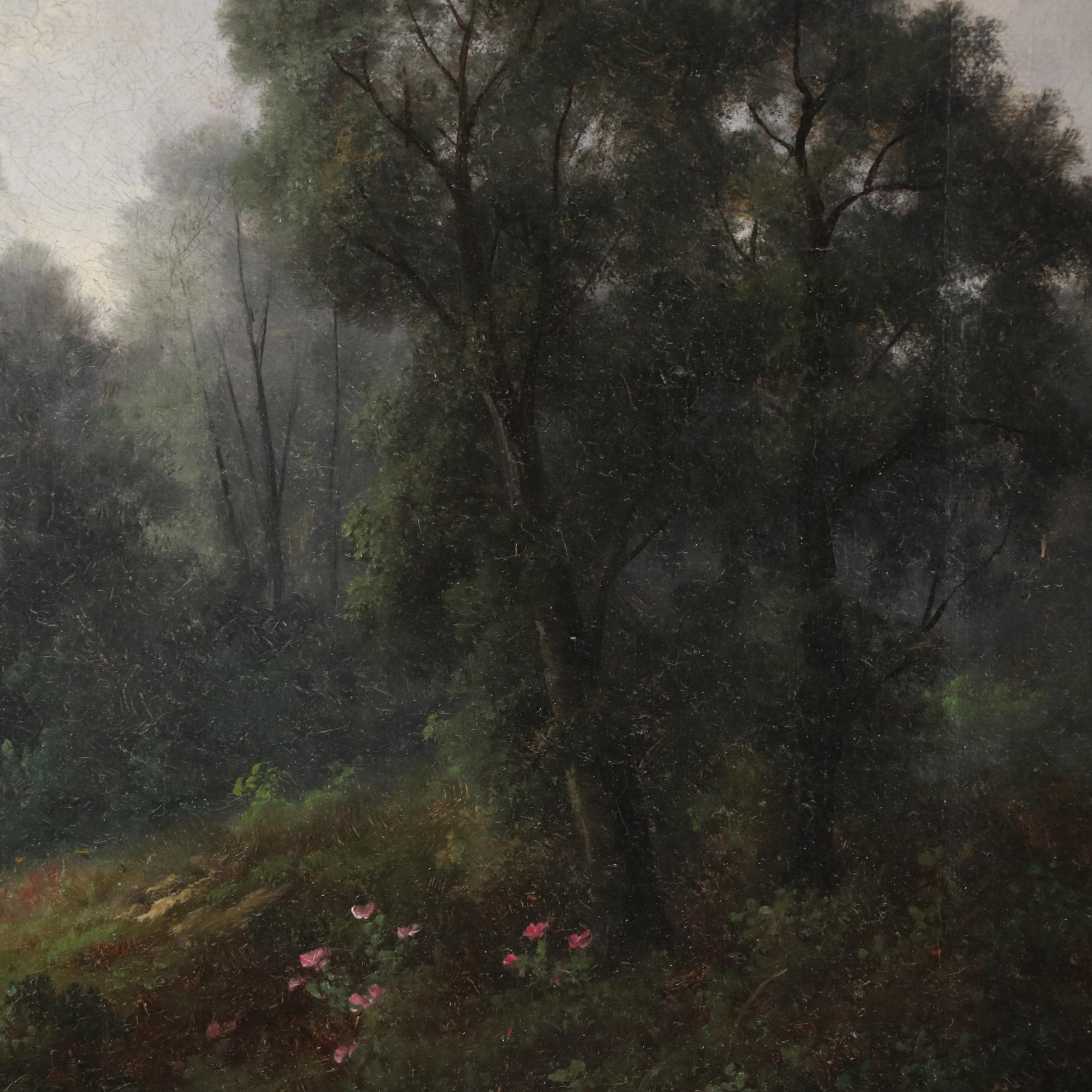 Ada Stone River Landscape Oil Painting, Late 19th Century