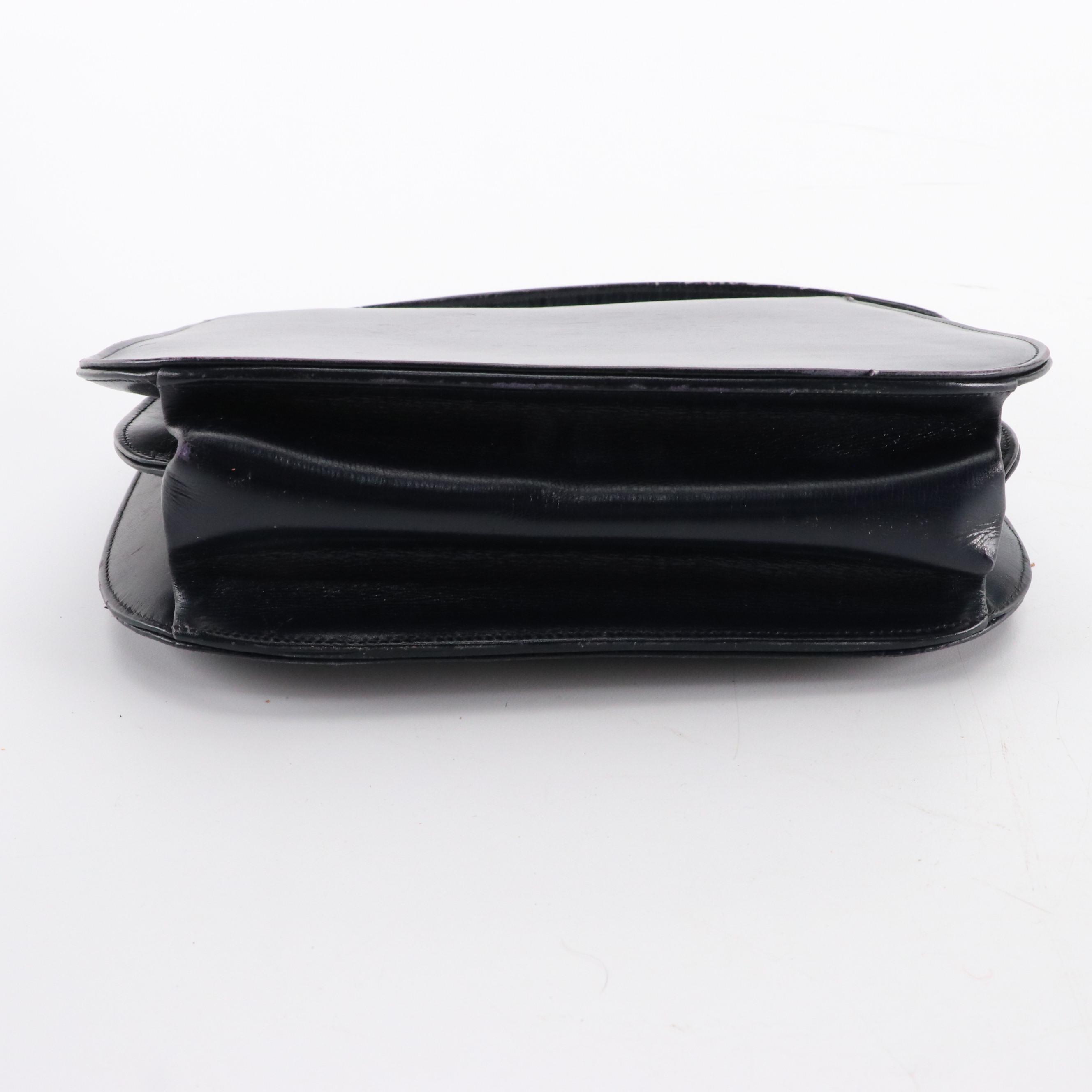 Gucci Vintage Navy Blue Leather Top Handle Bag with Wallet and Mirror