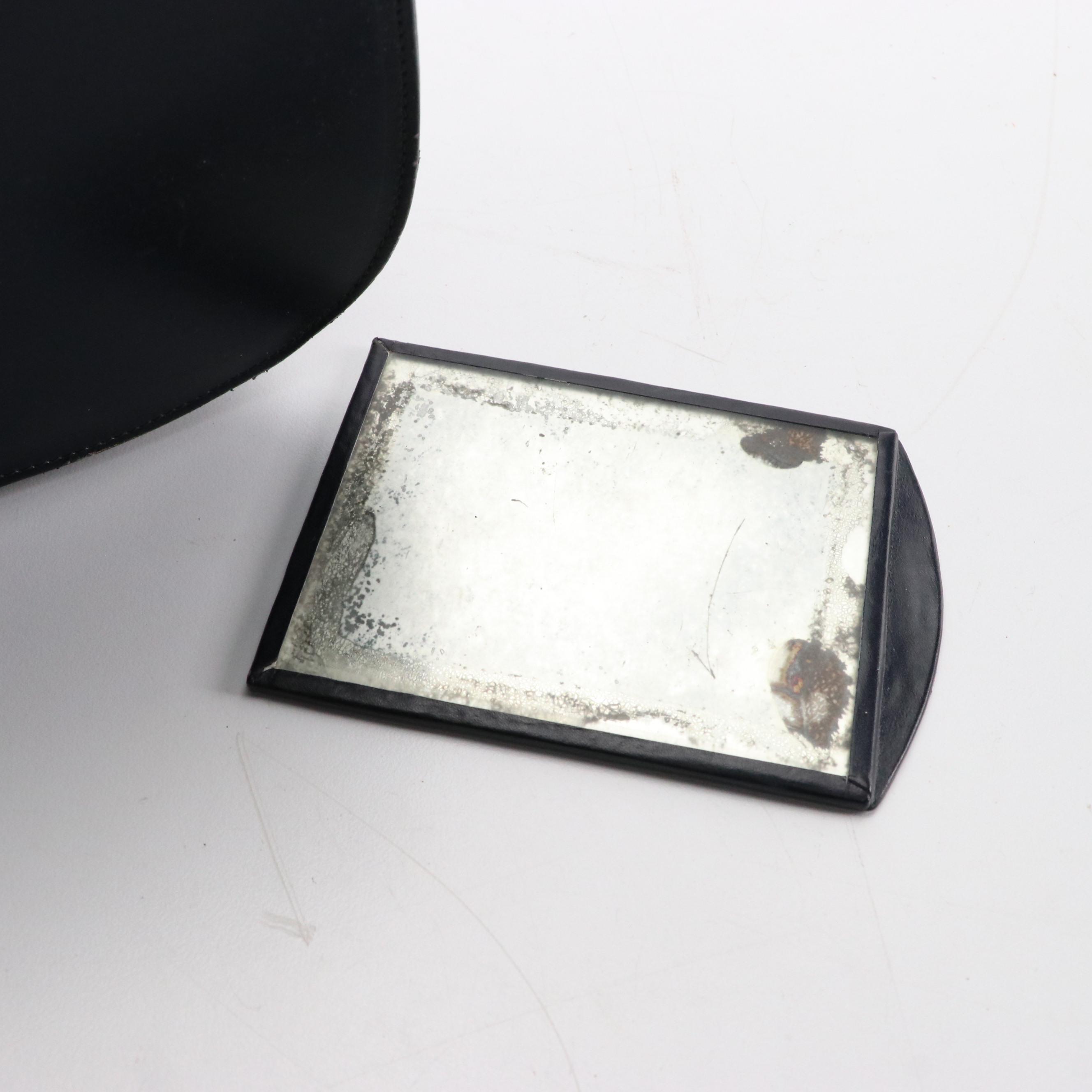 Gucci Vintage Navy Blue Leather Top Handle Bag with Wallet and Mirror