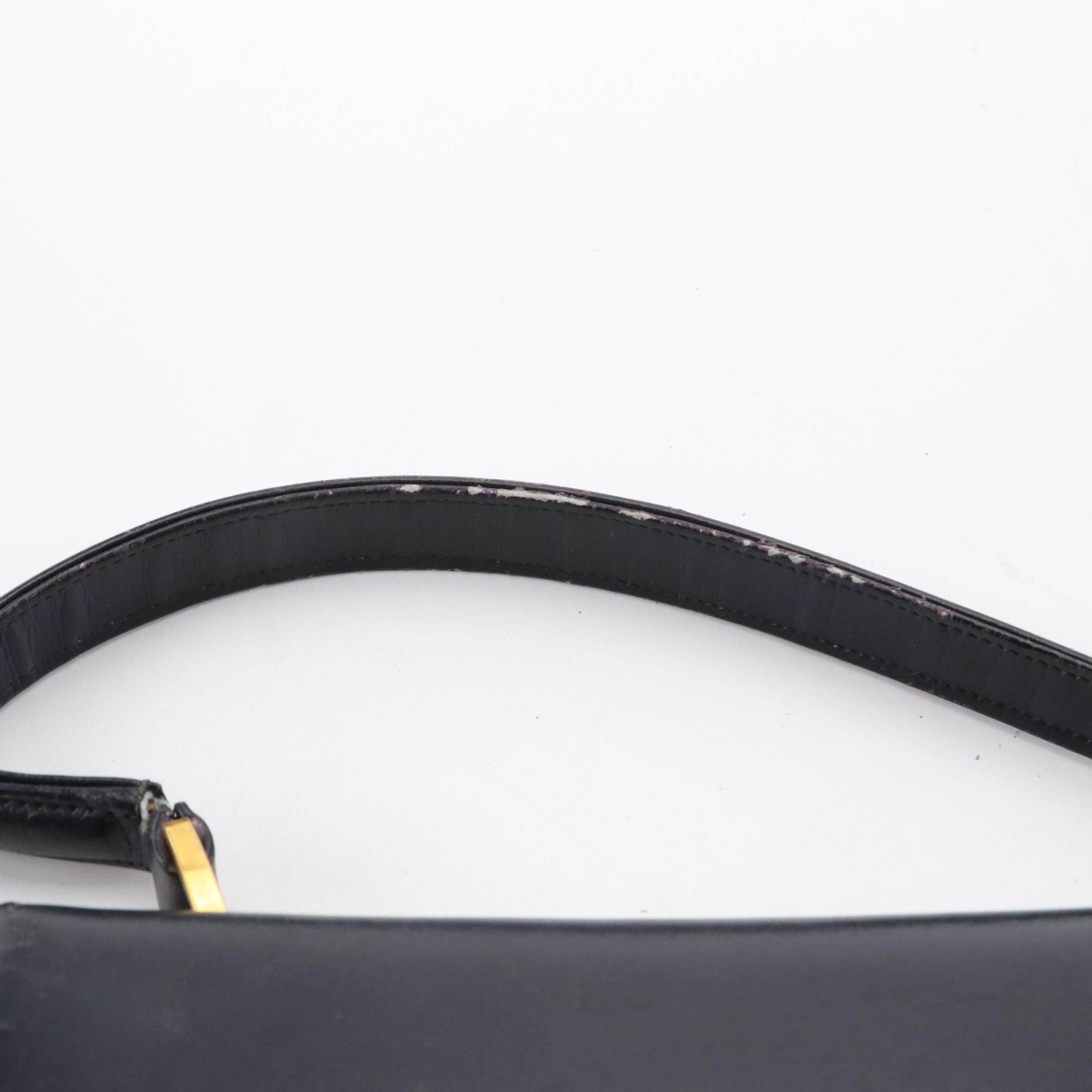 Gucci Vintage Navy Blue Leather Top Handle Bag with Wallet and Mirror