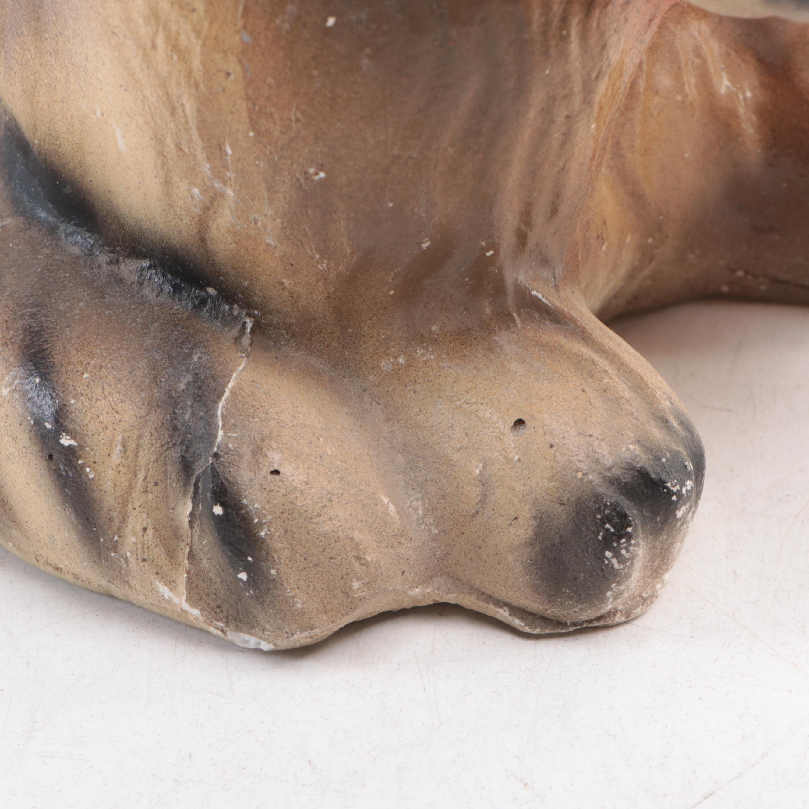 Chalkware Carnival Prize Cat Figurine and Elephant Bank, Early 20th Century