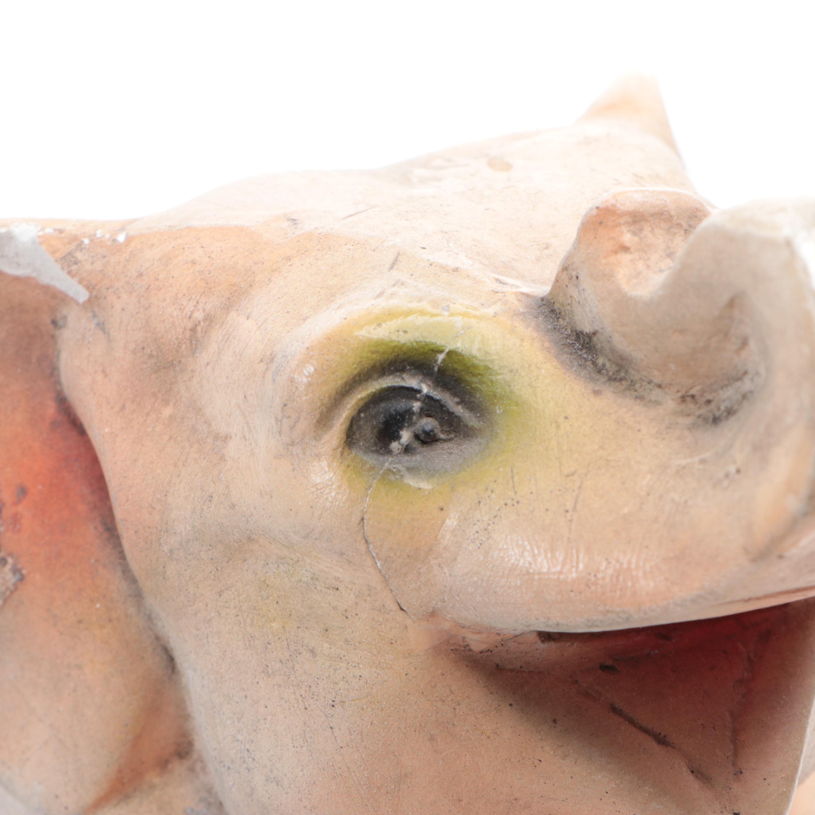 Chalkware Carnival Prize Cat Figurine and Elephant Bank, Early 20th Century