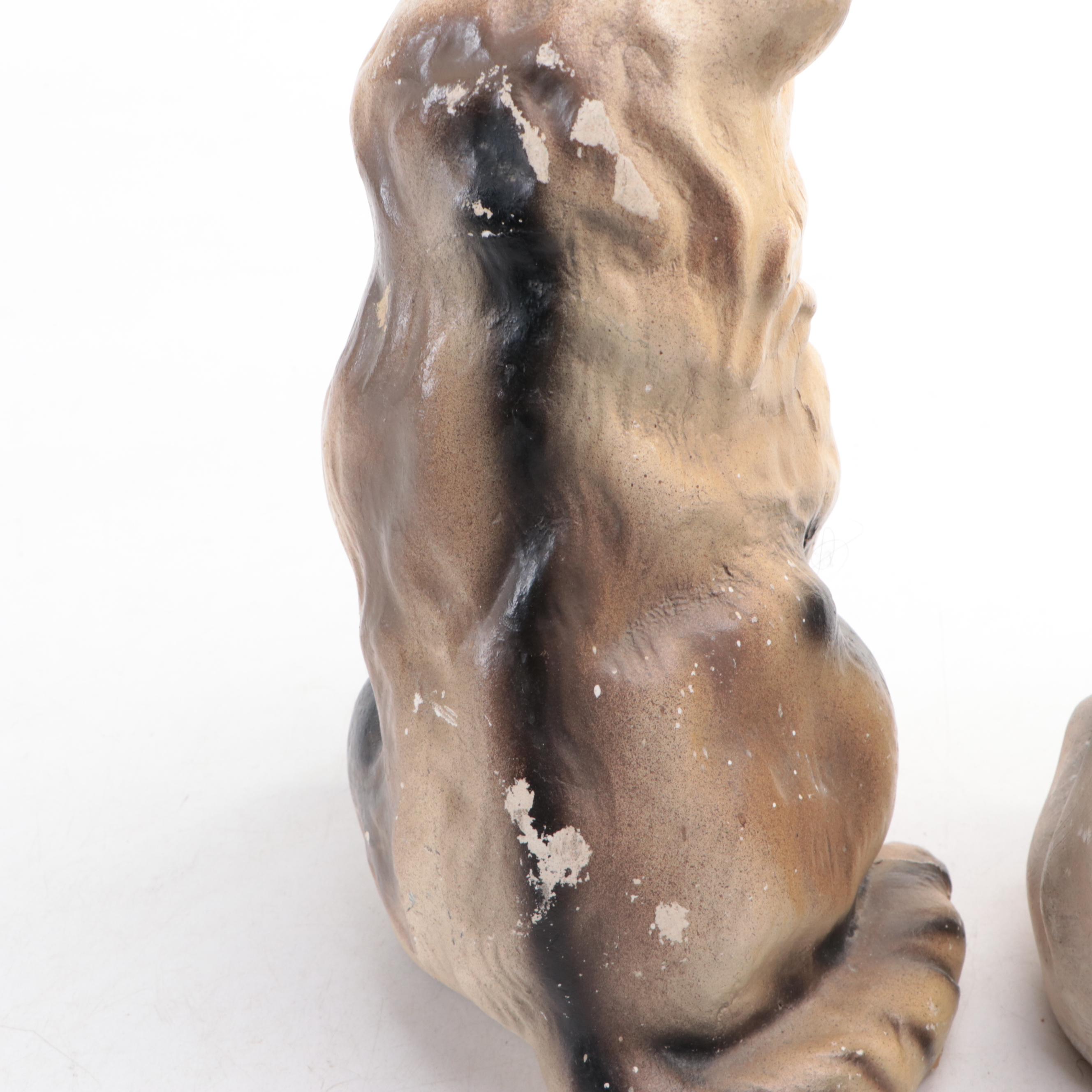 Chalkware Carnival Prize Cat Figurine and Elephant Bank, Early 20th Century