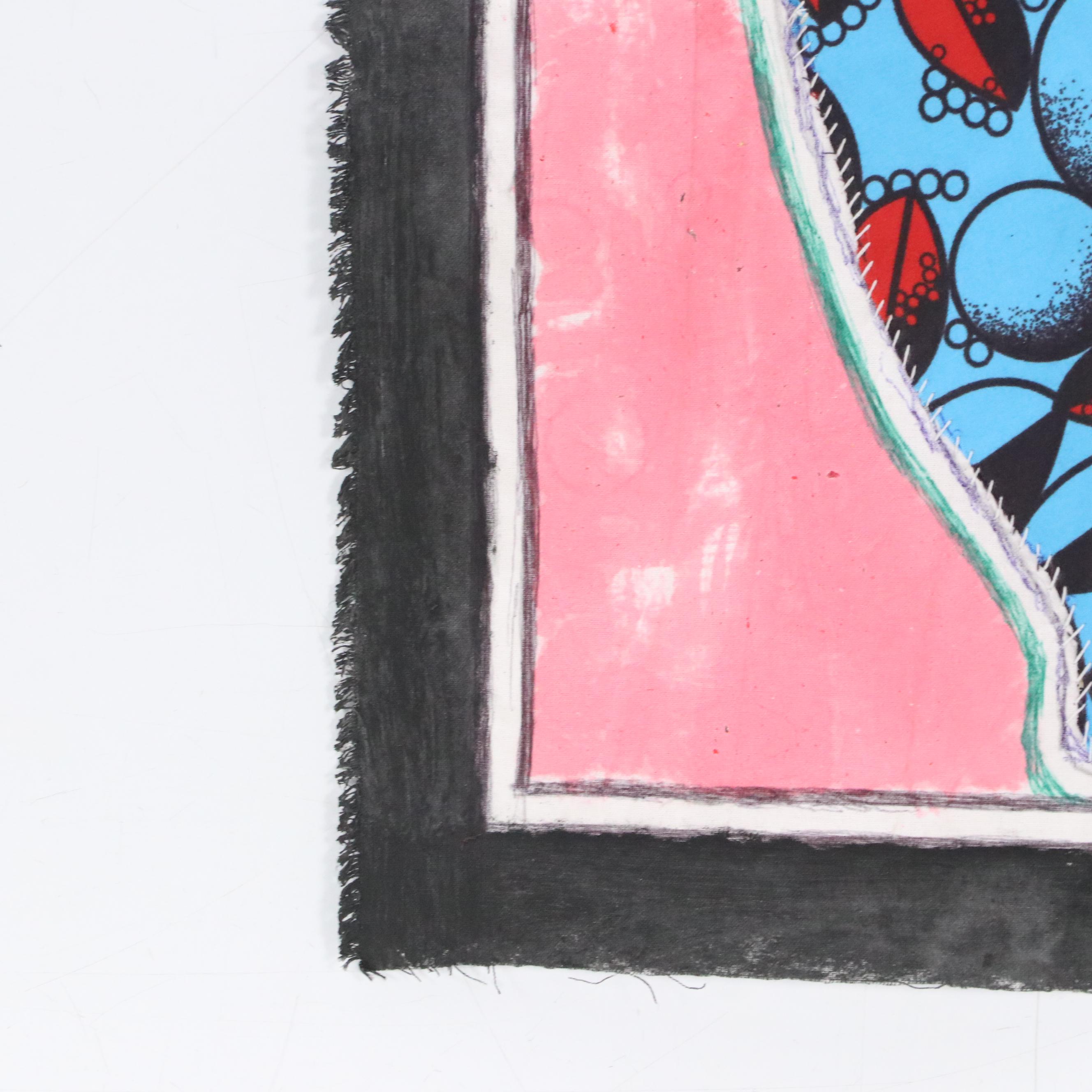 Kayode Buraimoh Stylized Figurative Mixed Media Painting, 2023