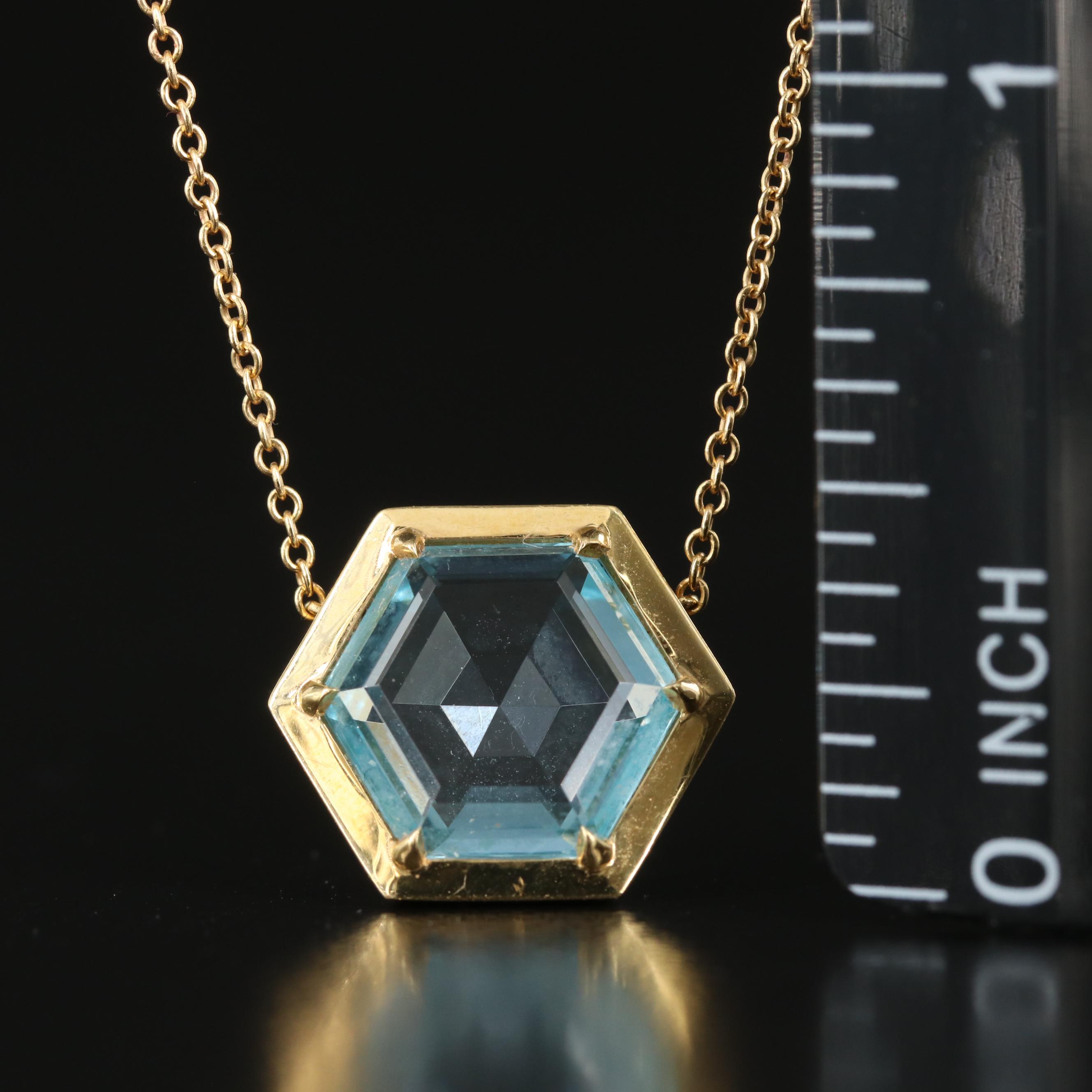 Paloma Picasso for Tiffany & Co. 18K Hexagon Blue Topaz Necklace