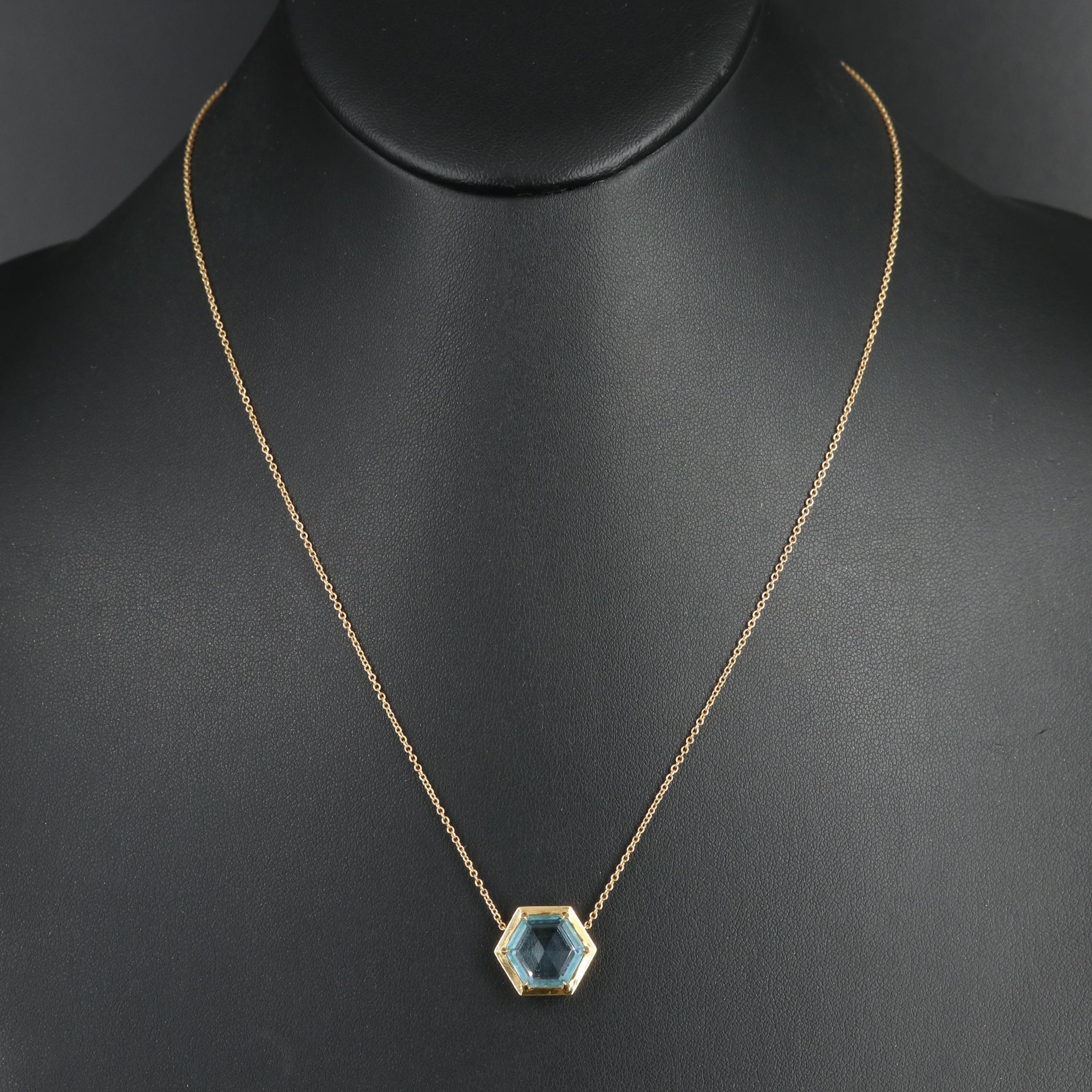 Paloma Picasso for Tiffany & Co. 18K Hexagon Blue Topaz Necklace