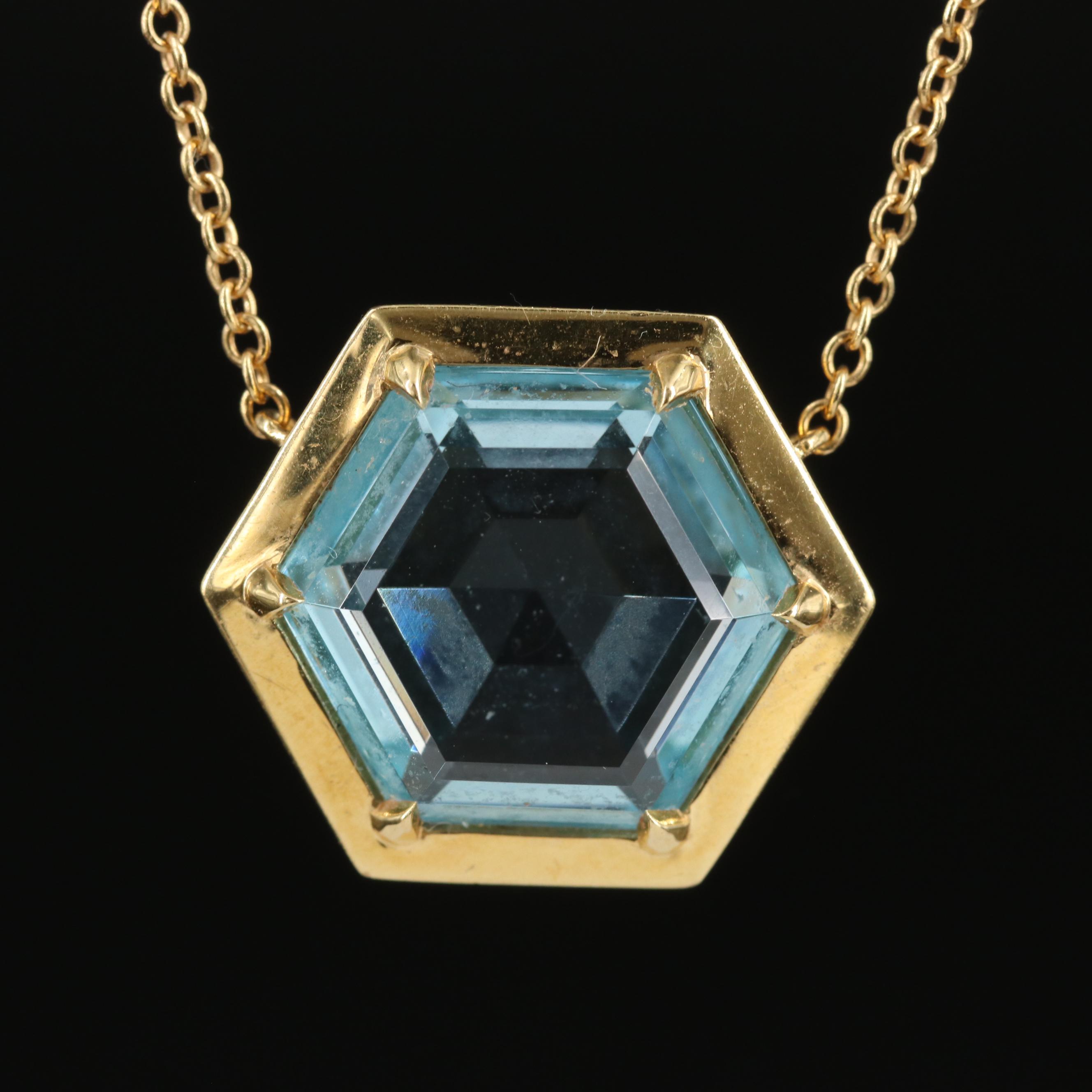 Paloma Picasso for Tiffany & Co. 18K Hexagon Blue Topaz Necklace