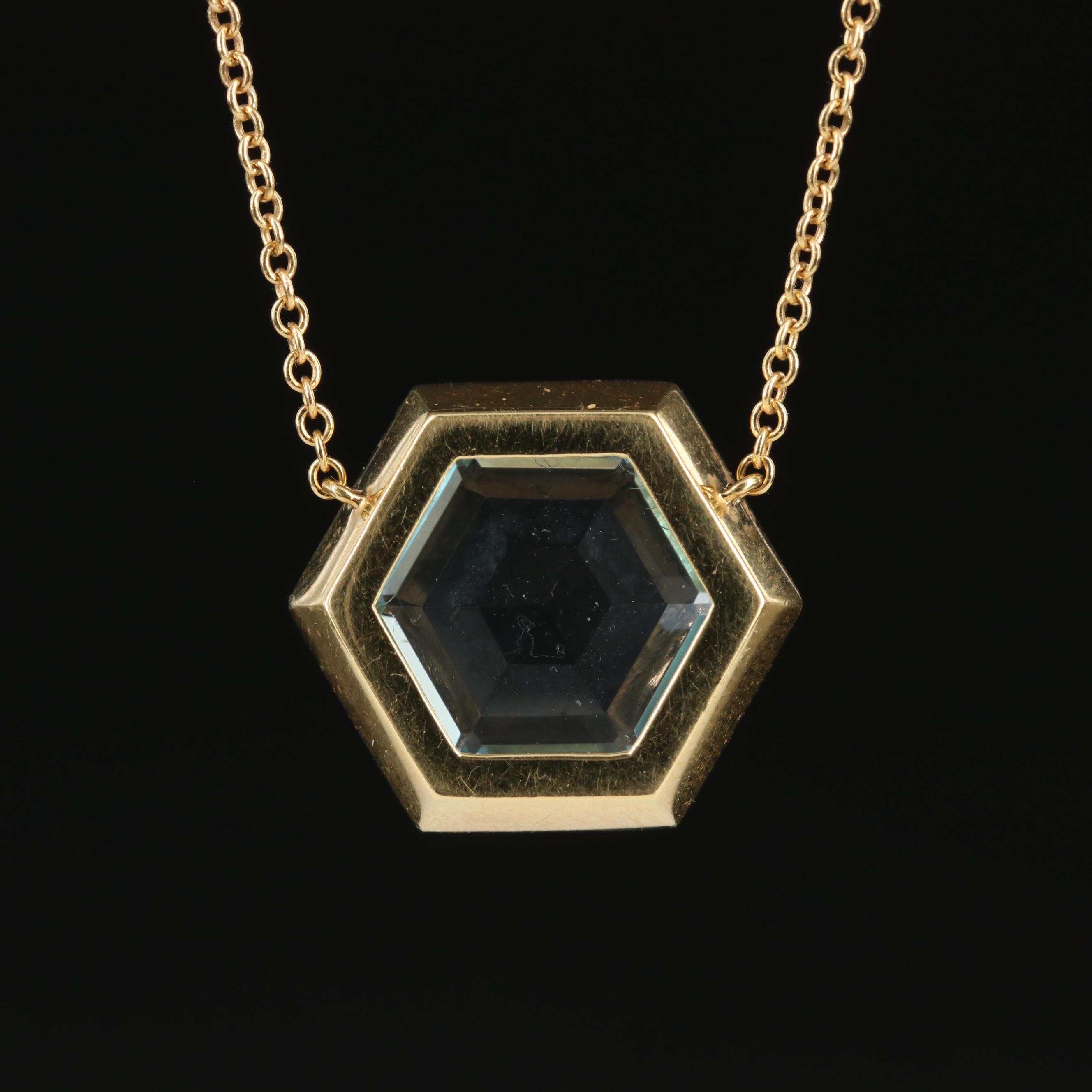 Paloma Picasso for Tiffany & Co. 18K Hexagon Blue Topaz Necklace