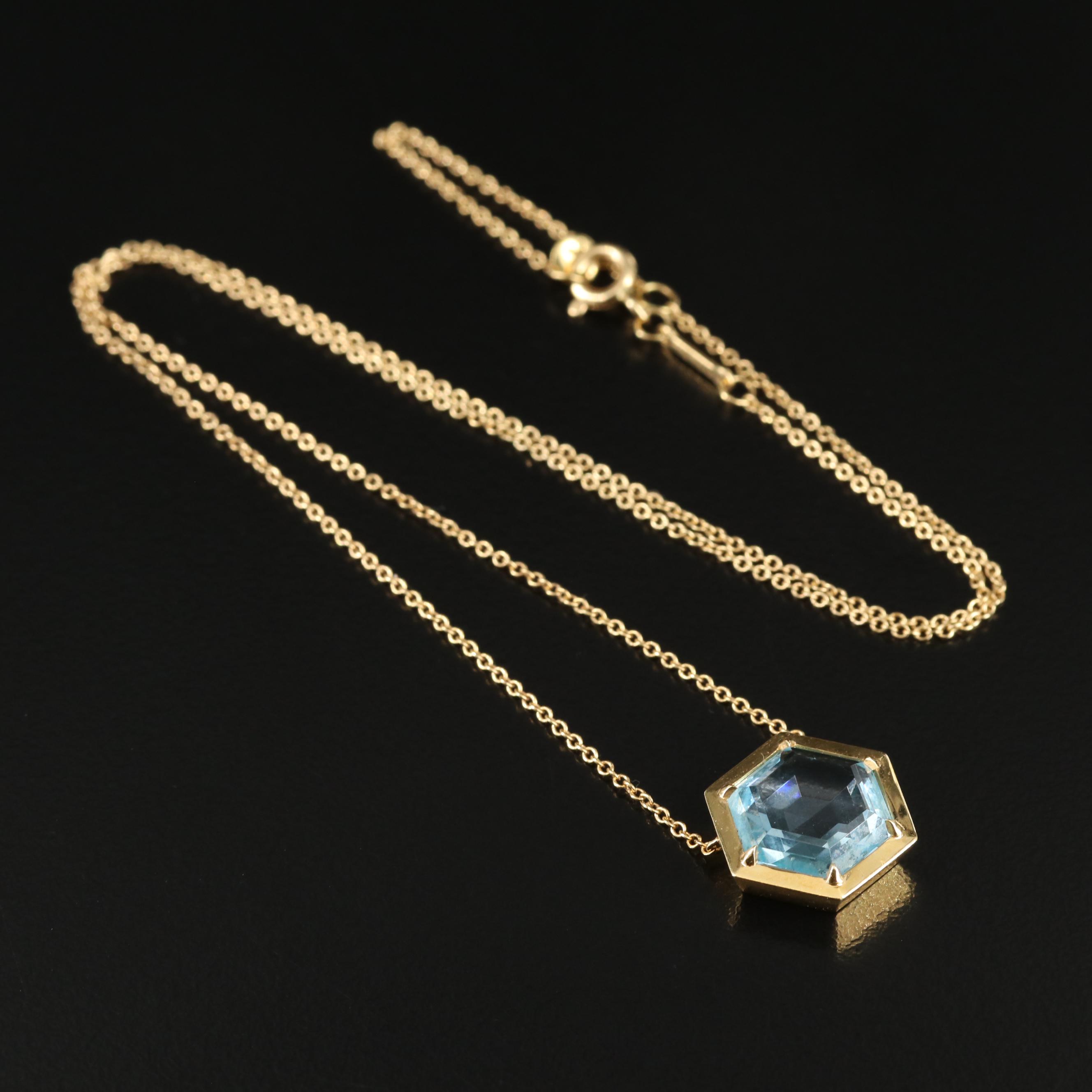 Paloma Picasso for Tiffany & Co. 18K Hexagon Blue Topaz Necklace