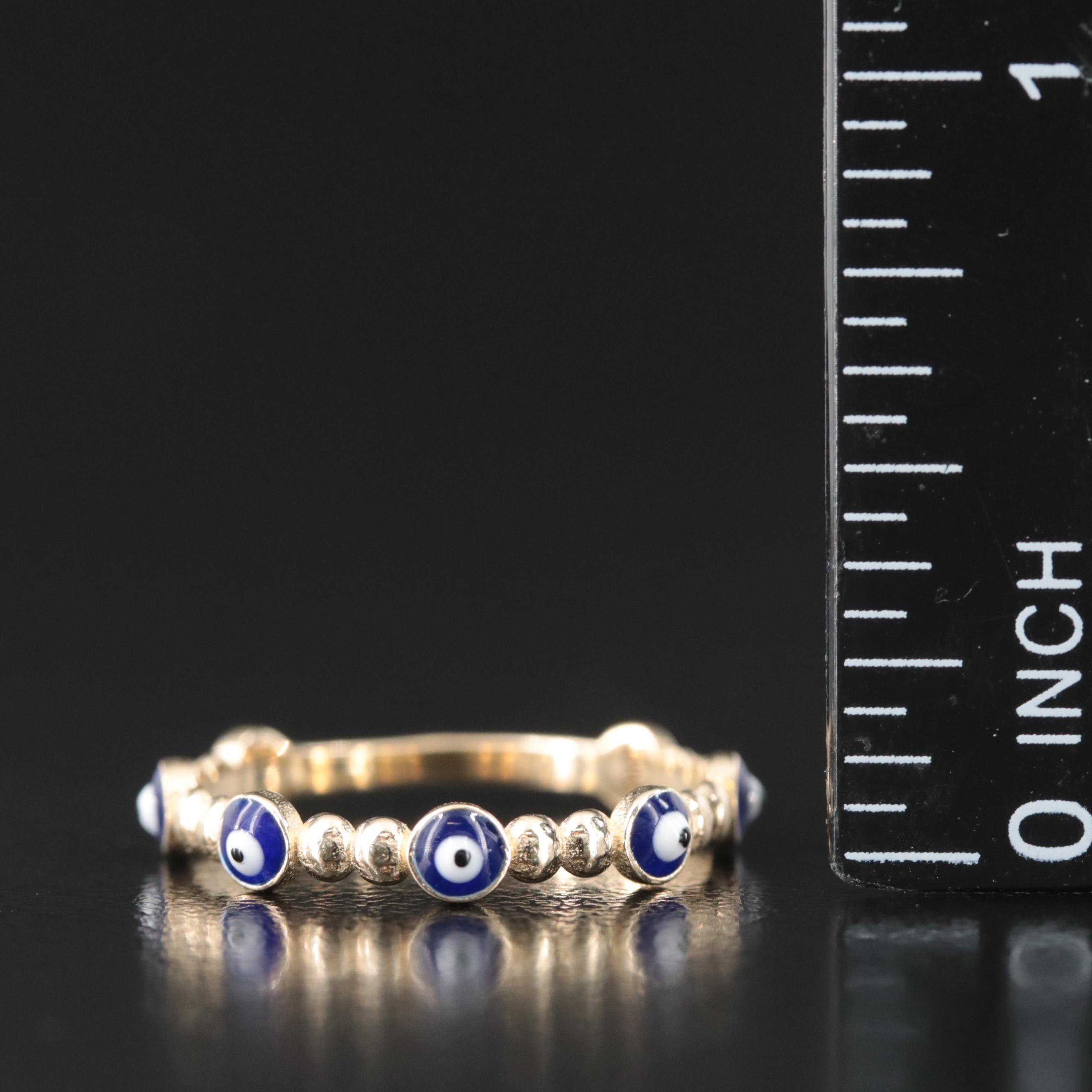 14K Enamel Evil Eye Band