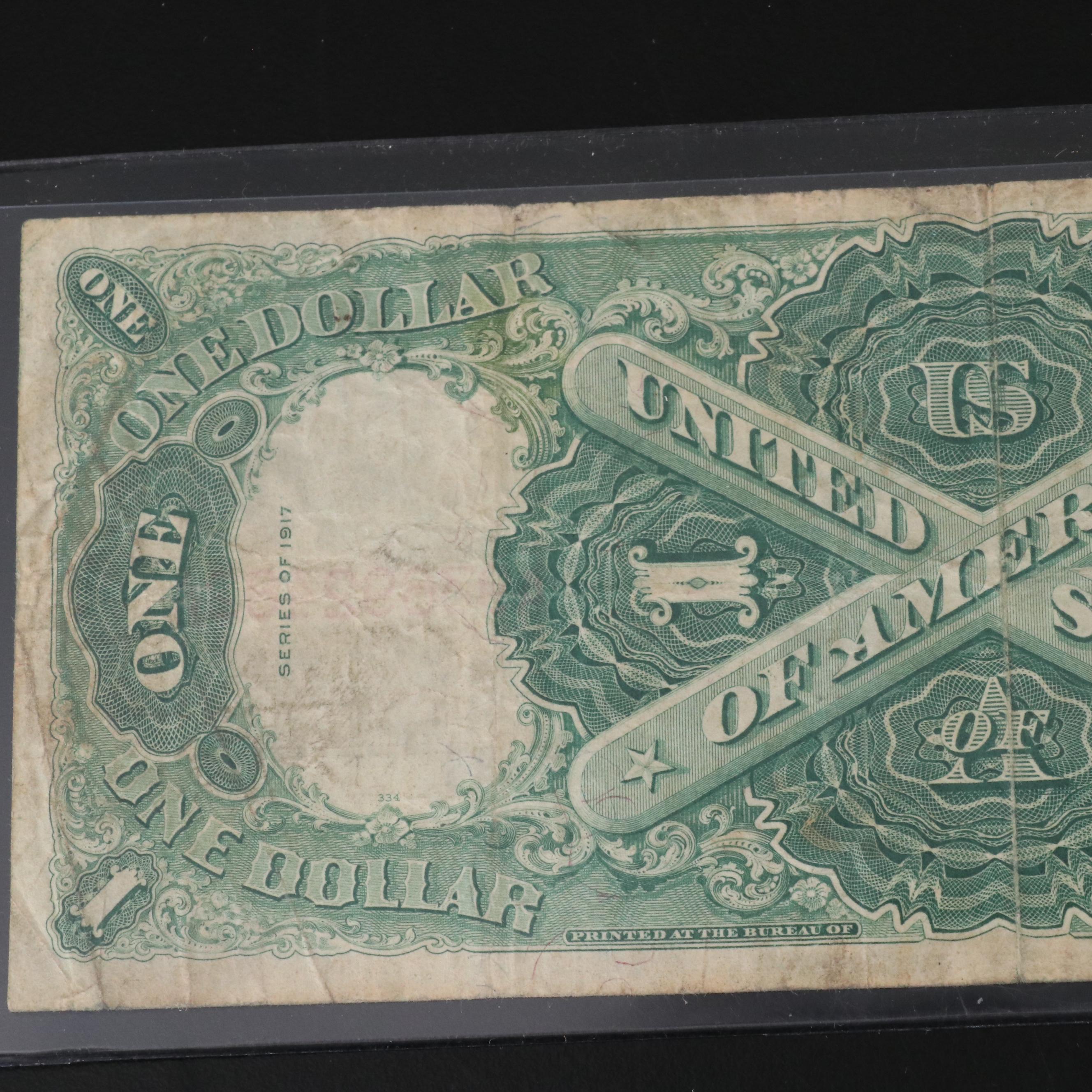 Two Large Size One Dollar Notes a 1917 U S Note and a 1923 Silver