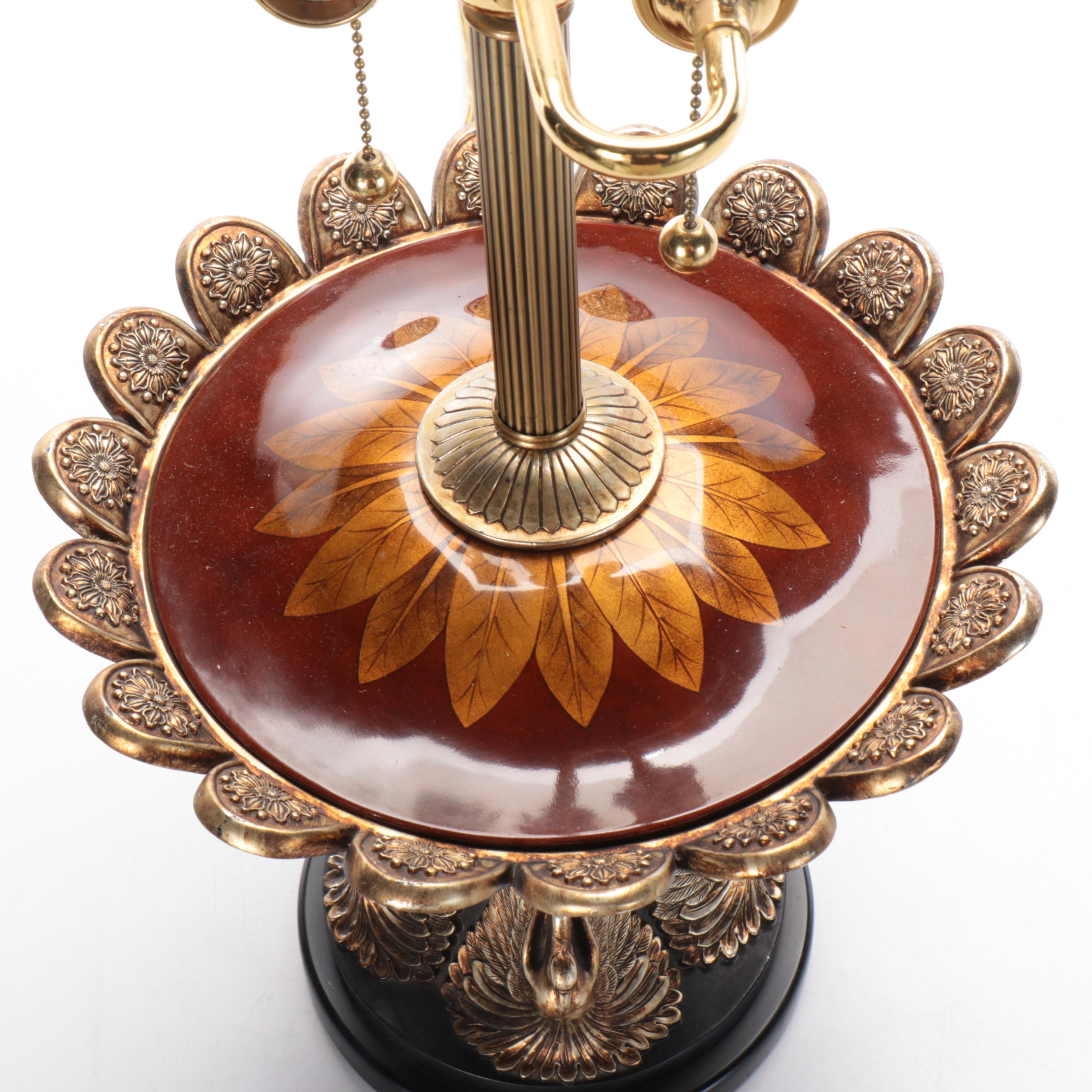 Frederick Cooper Neoclassical Swan and Butterfly Urn Table Lamp, Pleated Shade