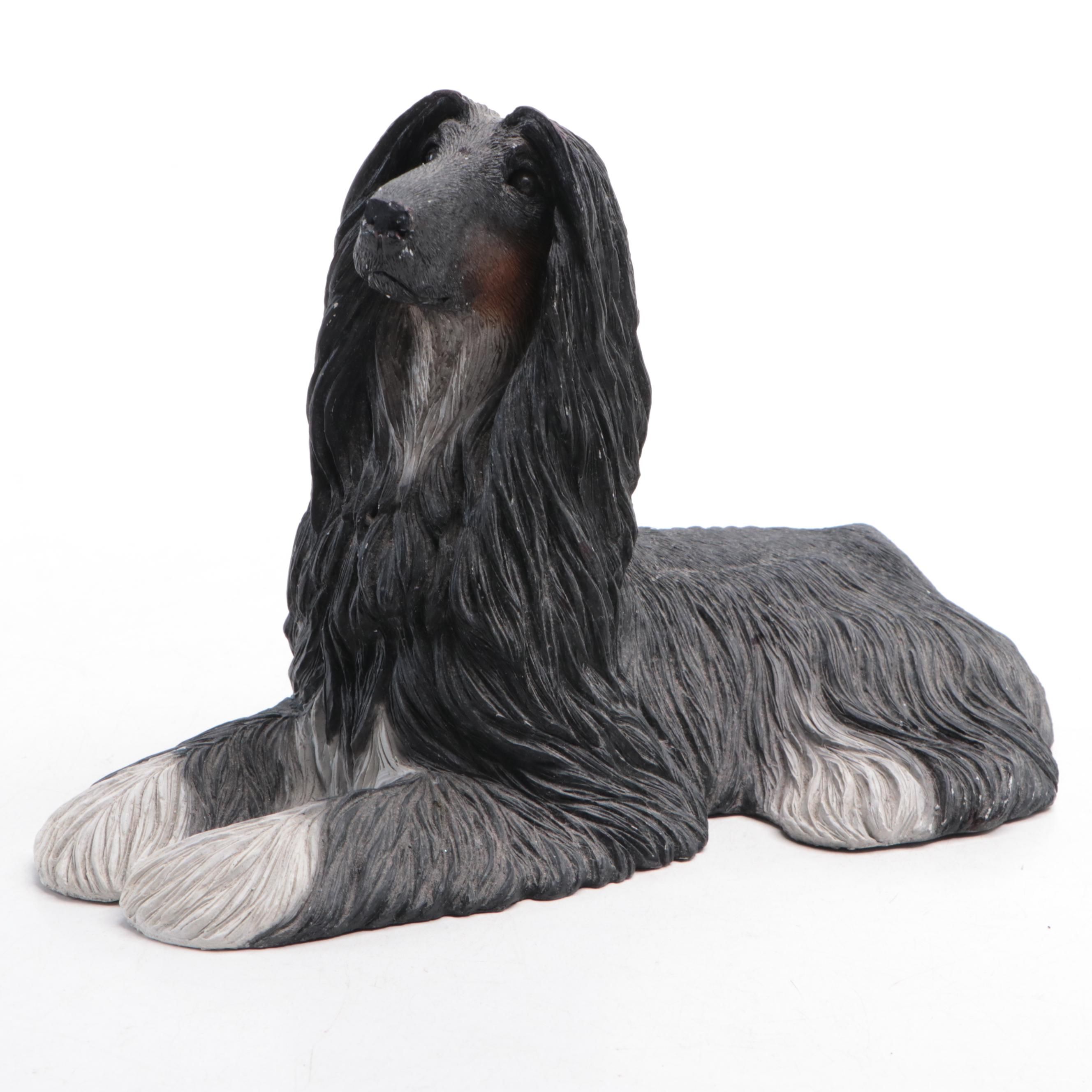 Sandra Brue for Sandicast "Afghan" Resin Dog Figurine, Late 20th Century