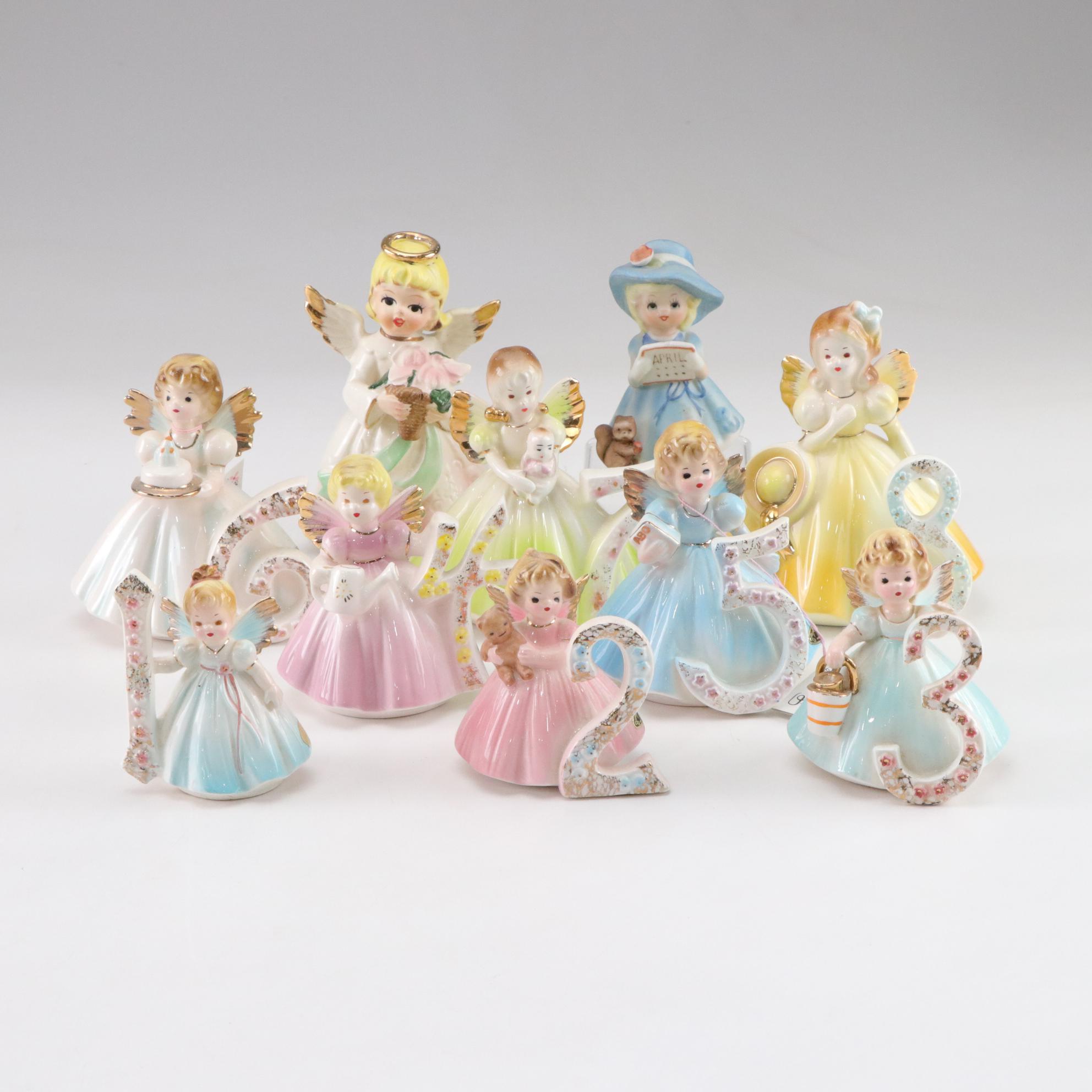 Josef Originals and Other Porcelain Birthday Angel Figurines