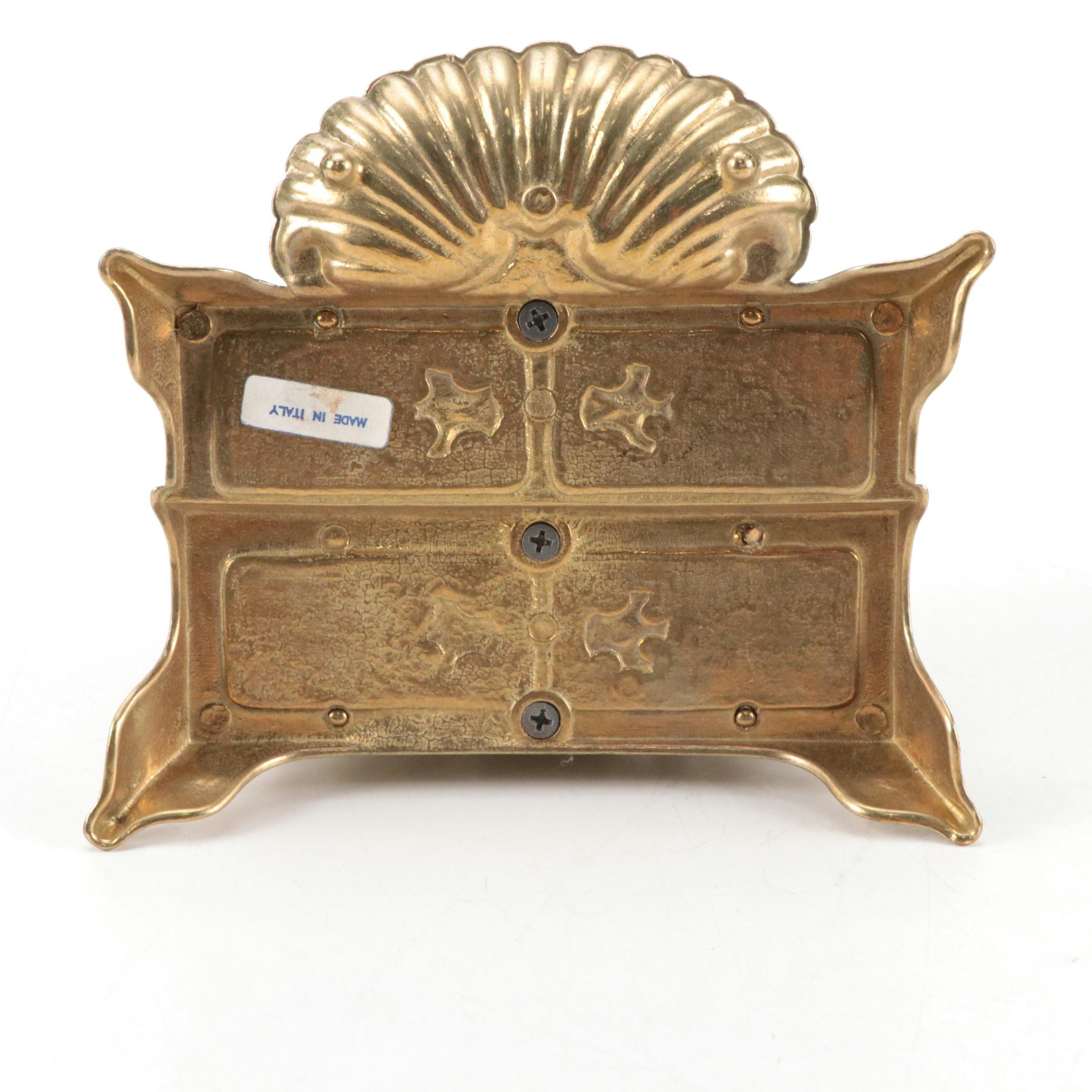 French Empire Style and Italian Openwork Brass Desk Accessories and Bell Pull