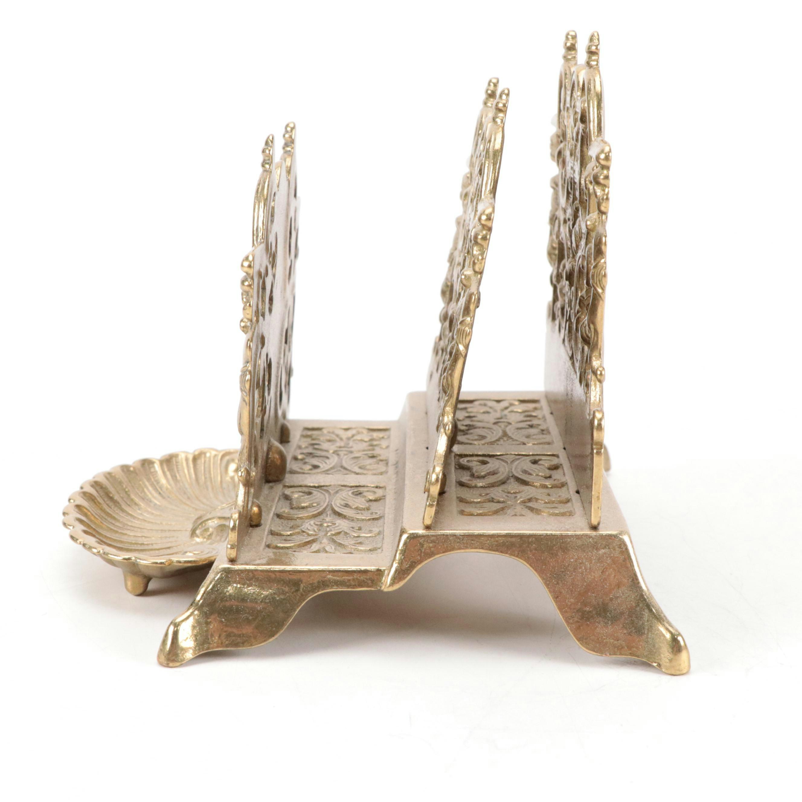 French Empire Style and Italian Openwork Brass Desk Accessories and Bell Pull