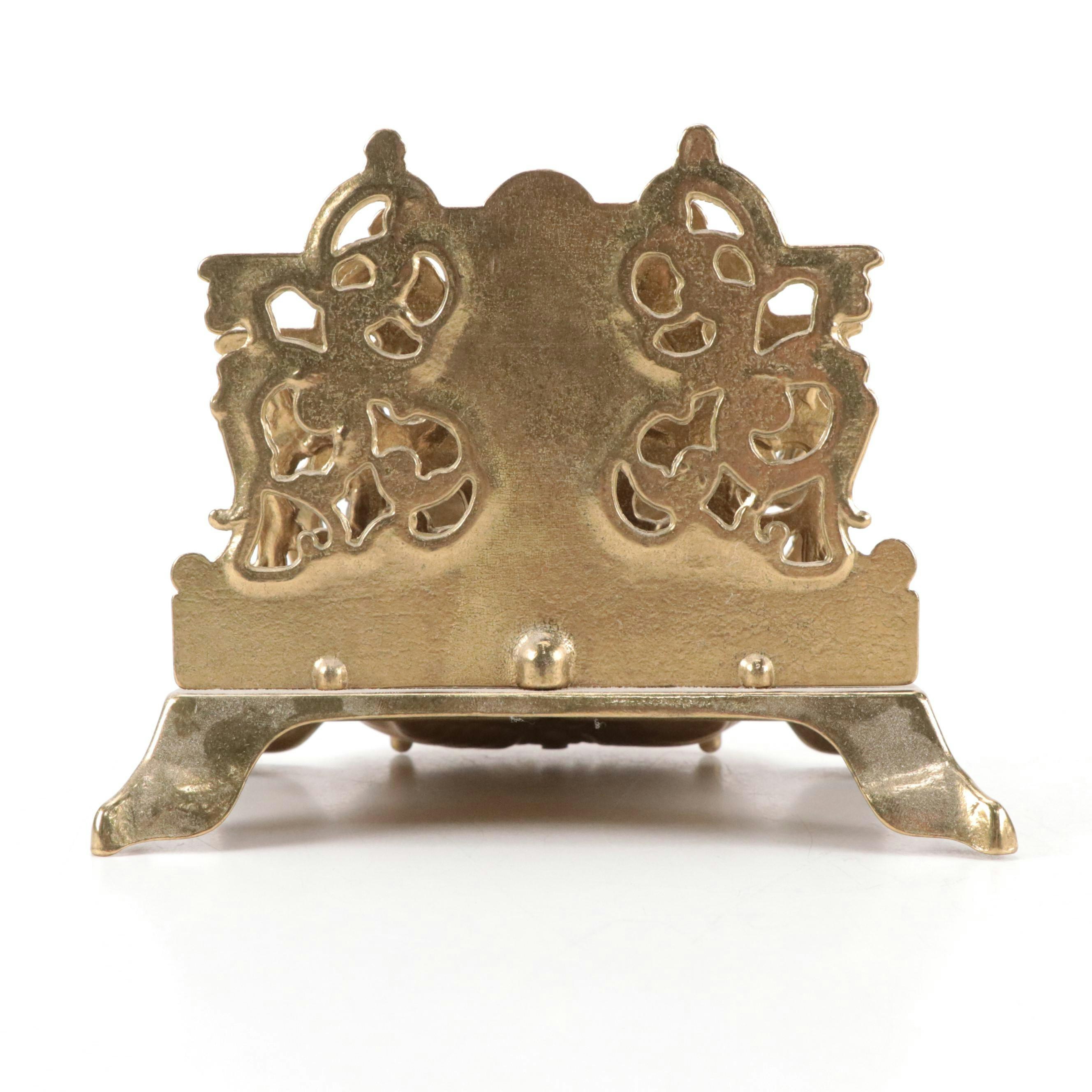 French Empire Style and Italian Openwork Brass Desk Accessories and Bell Pull