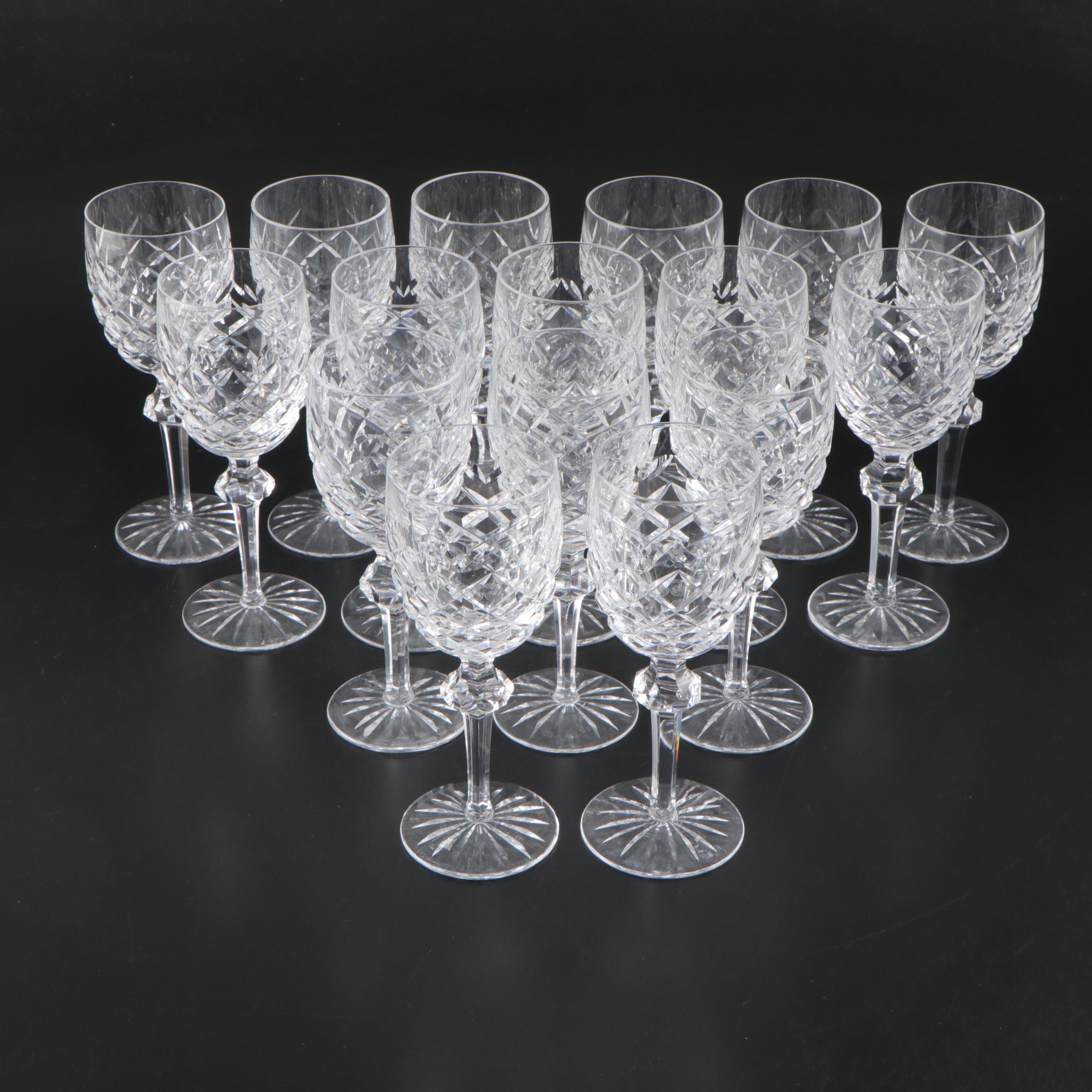 Waterford Crystal "Powerscourt" Claret Wine Glasses, Mid to Late 20th Century