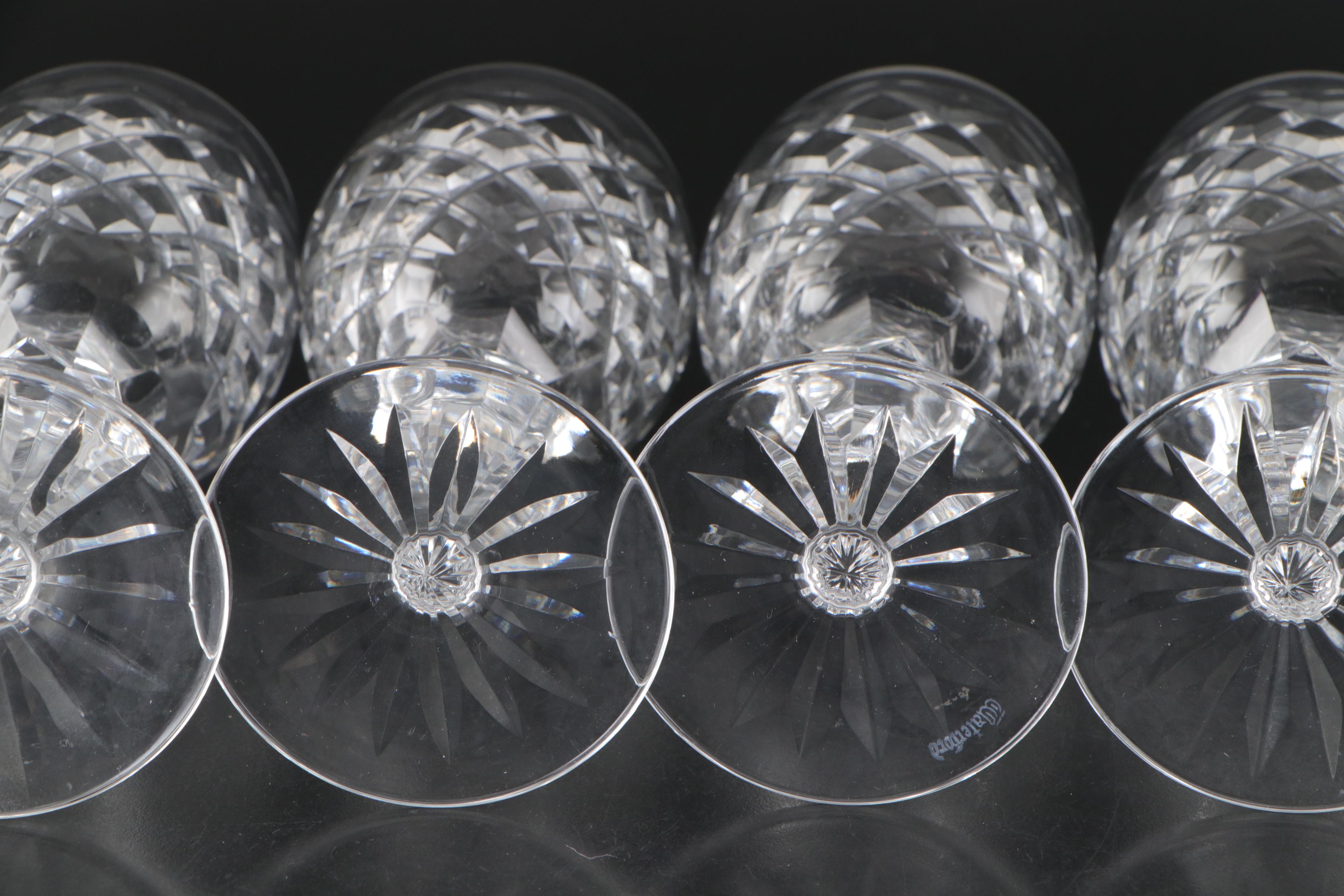 Waterford Crystal "Powerscourt" Claret Wine Glasses, Mid to Late 20th Century