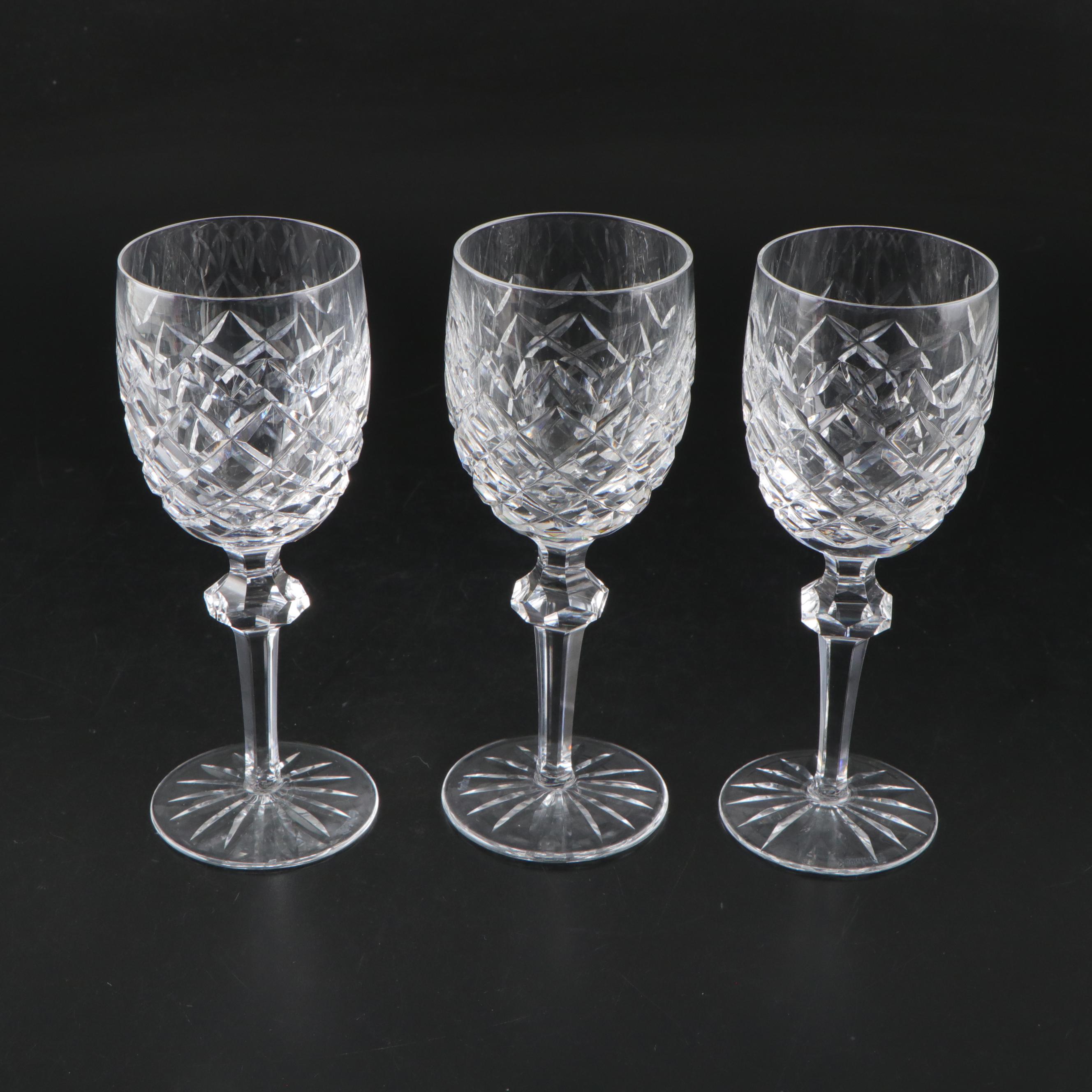 Waterford Crystal "Powerscourt" Claret Wine Glasses, Mid to Late 20th Century