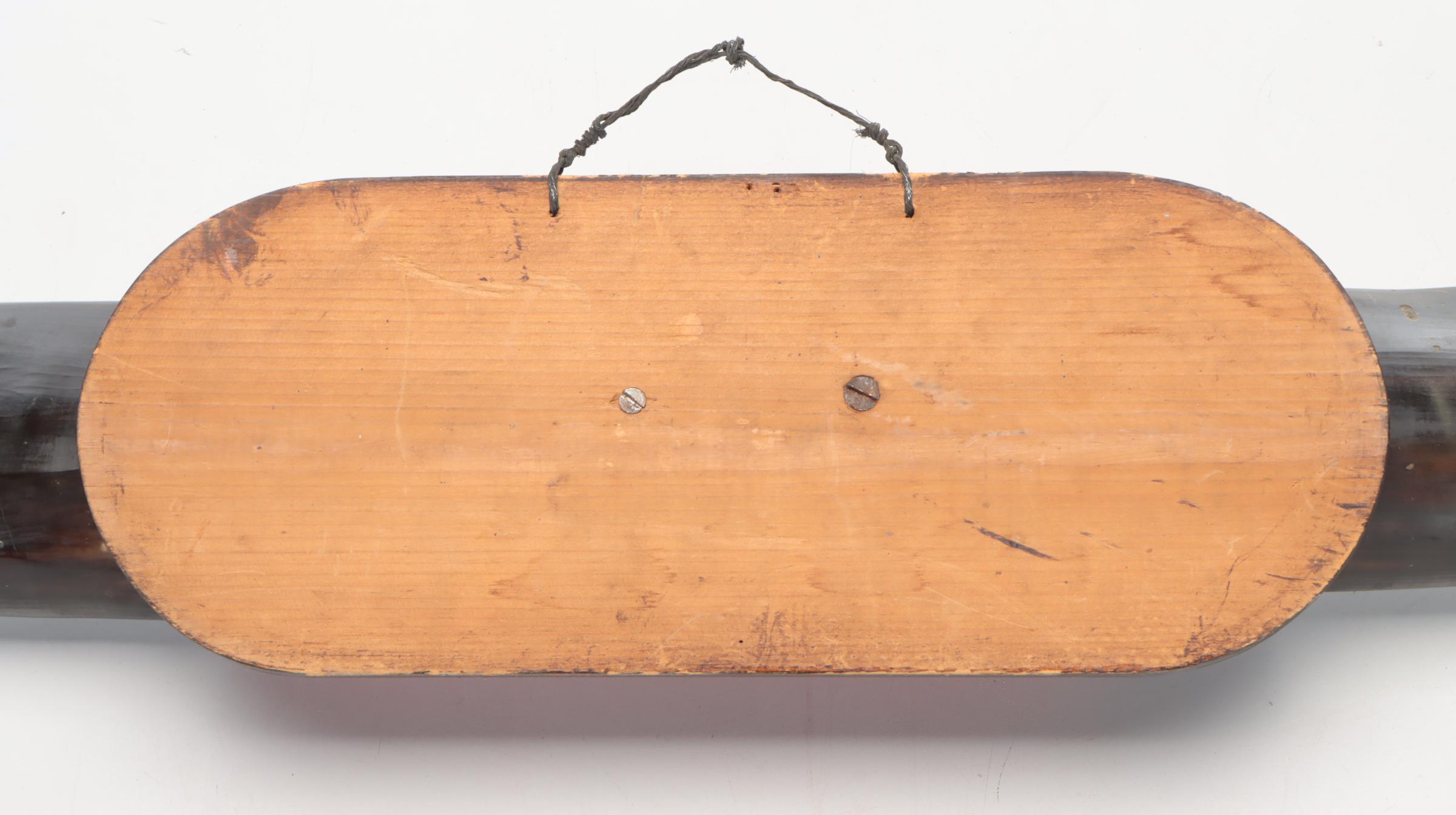 Carved Water Buffalo Horn on Wooden Mount from The Philippines, Late 20th C.