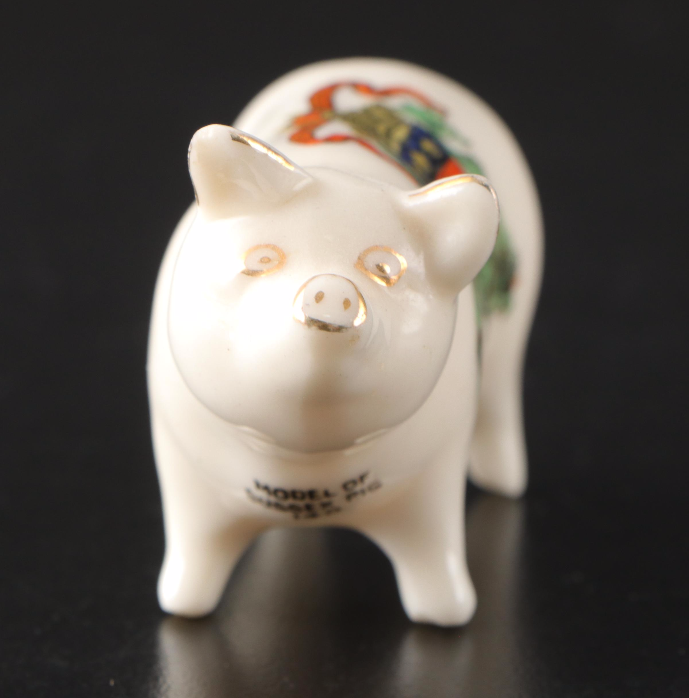 Swarovksi Crystal Pigs with Other Pig Figurines & Monet Enameled Decorative Box