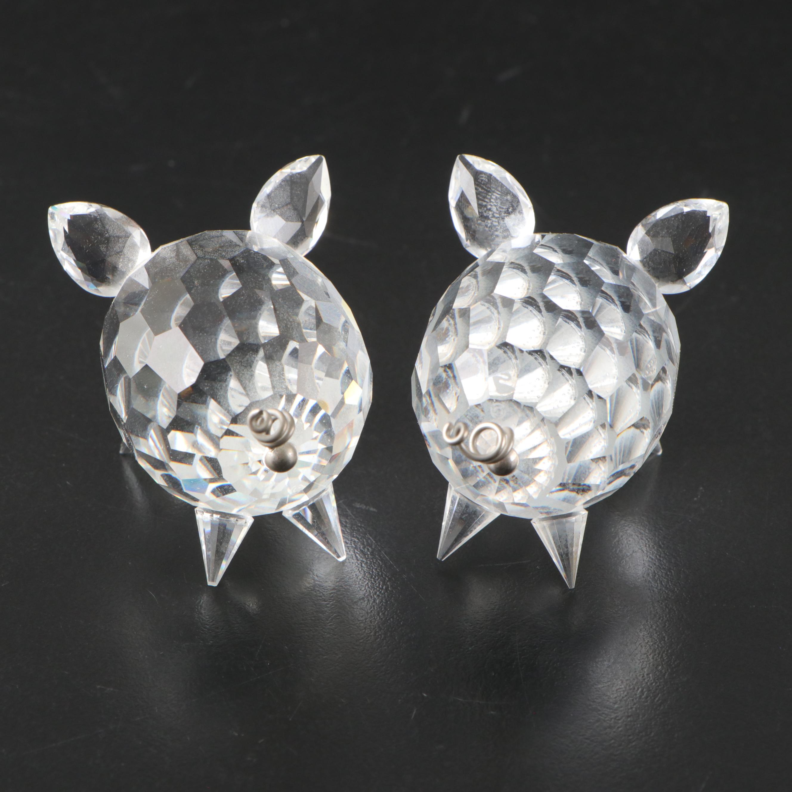 Swarovksi Crystal Pigs with Other Pig Figurines & Monet Enameled Decorative Box